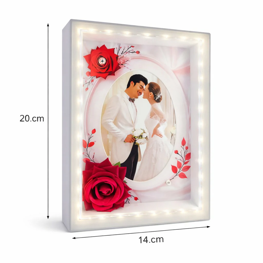 LED Photo Frame with Decorative Flower Design Tabletop Gift Frame ( Design may vary a little) - Image 6
