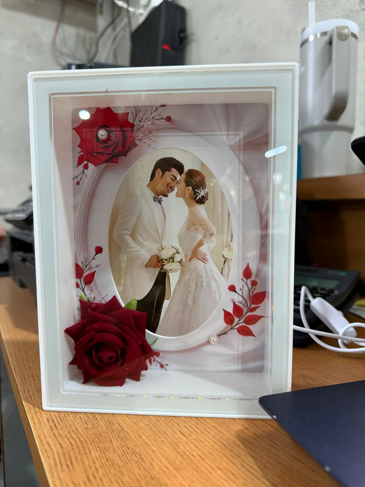 LED Photo Frame with Decorative Flower Design Tabletop Gift Frame ( Design may vary a little) - Image 7