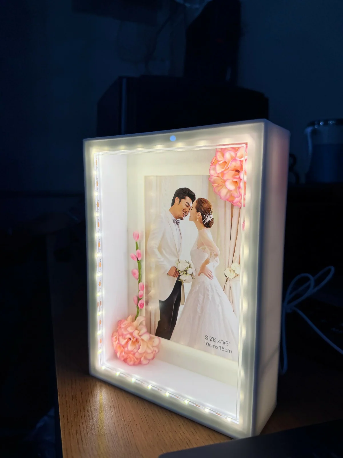 LED Photo Frame with Decorative Flower Design Tabletop Gift Frame ( Design may vary a little) - Image 8