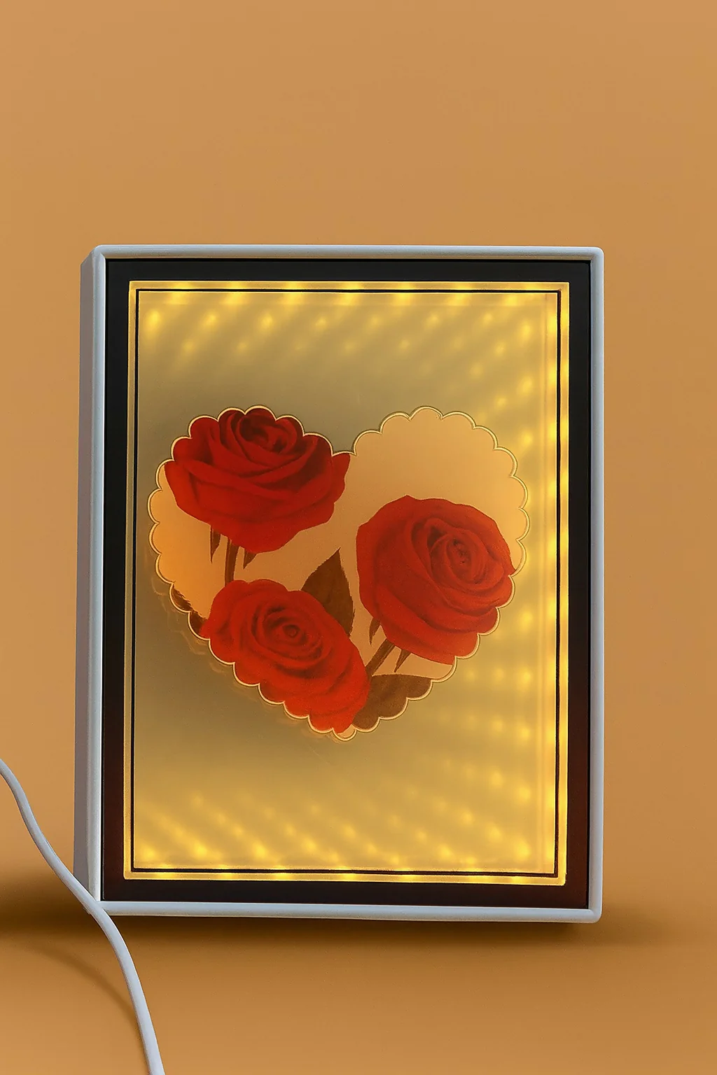 LED Rectangle Photo Frame with Rose Heart Design for Romantic Gift - Image 2