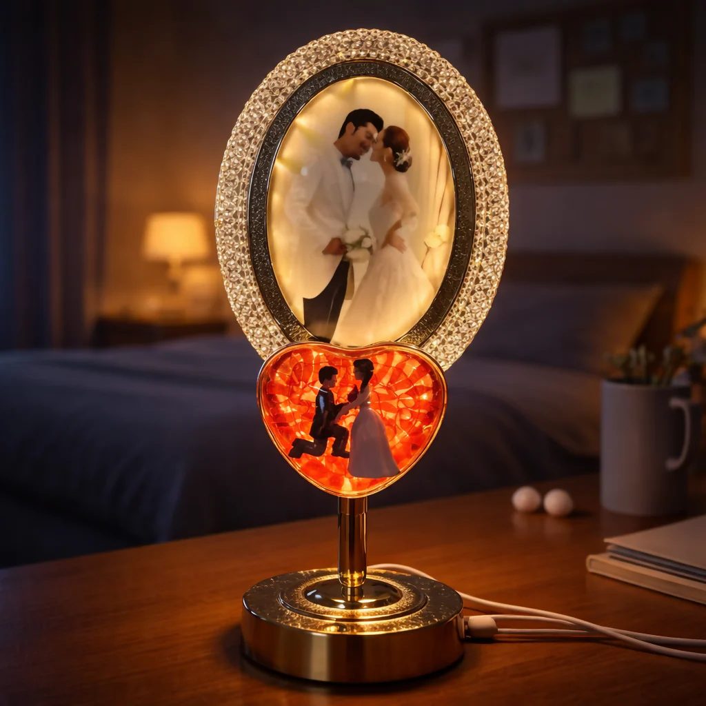 LED Romantic Couple Photo Frame Lamp with 3 Light Modes - Image 2