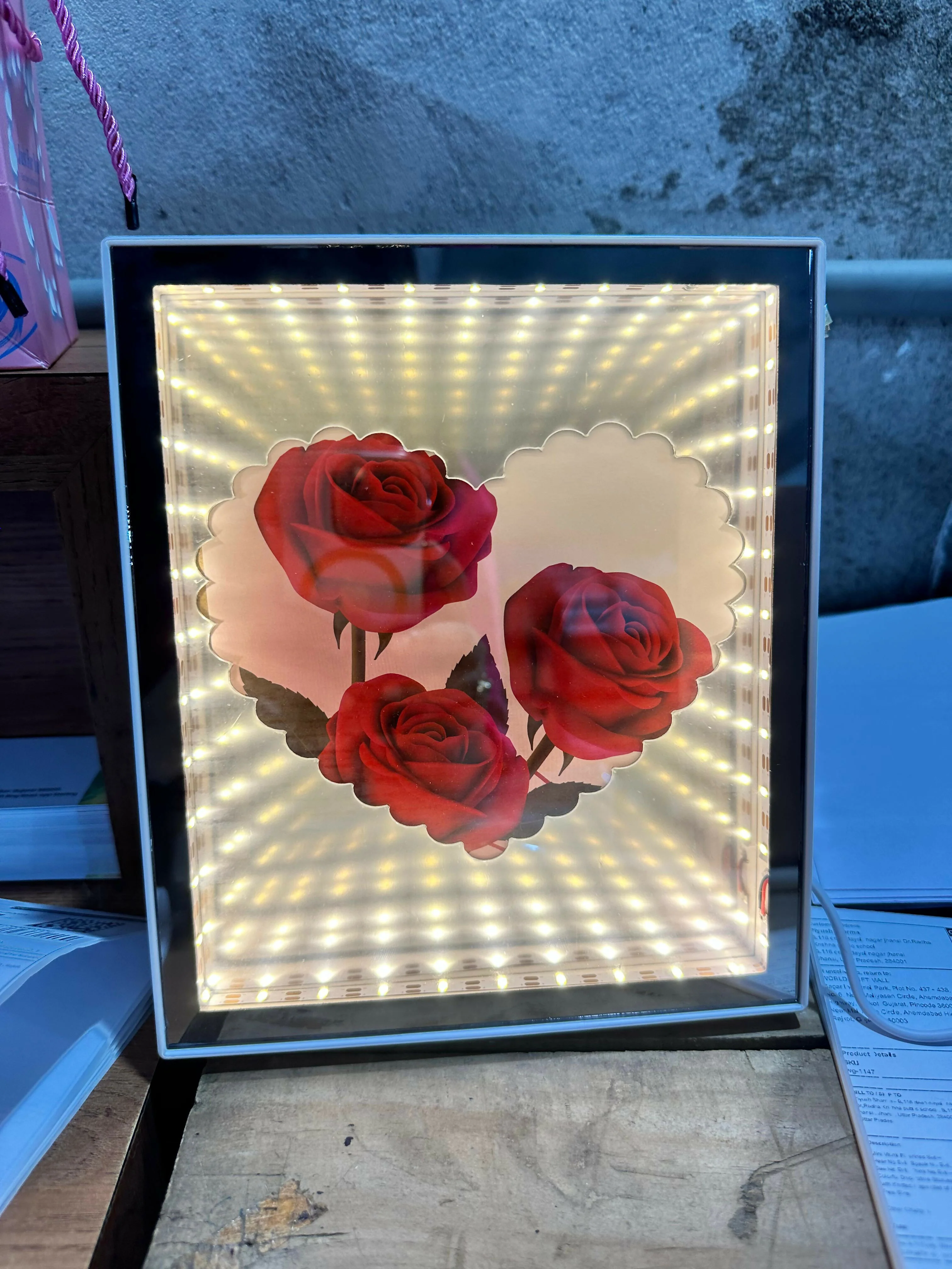 LED Rose Infinity Mirror Light Box | Romantic 3D LED Illusion Heart Shaped Rose Lamp | Decorative Tabletop Night Light for Bedroom, Living Room & Gifts | Valentine’s Day, Anniversary, Wedding, Home Décor - Image 6