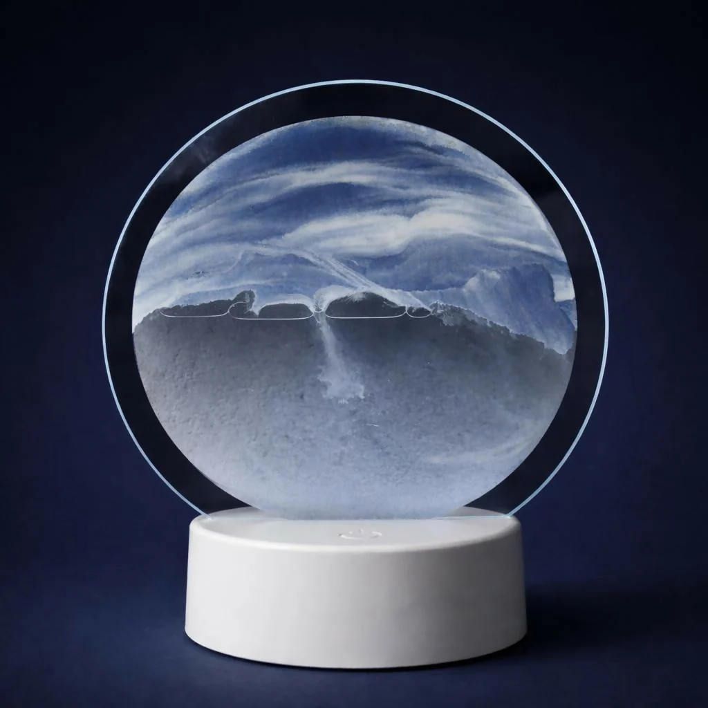 LED Round Sand Art Lamp | Relaxing Desktop Night Light Home Décor Gift - Image 2
