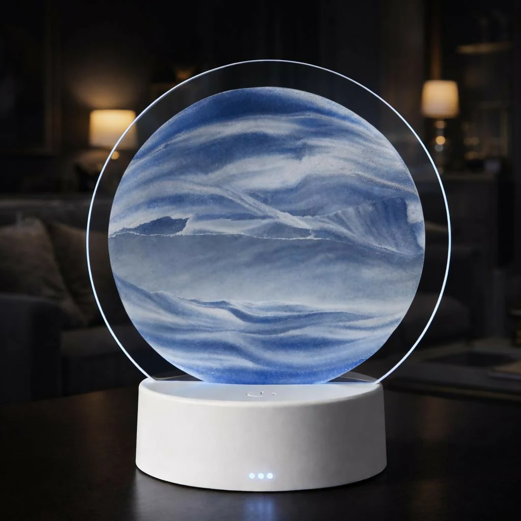 LED Round Sand Art Lamp | Relaxing Desktop Night Light Home Décor Gift - Image 3