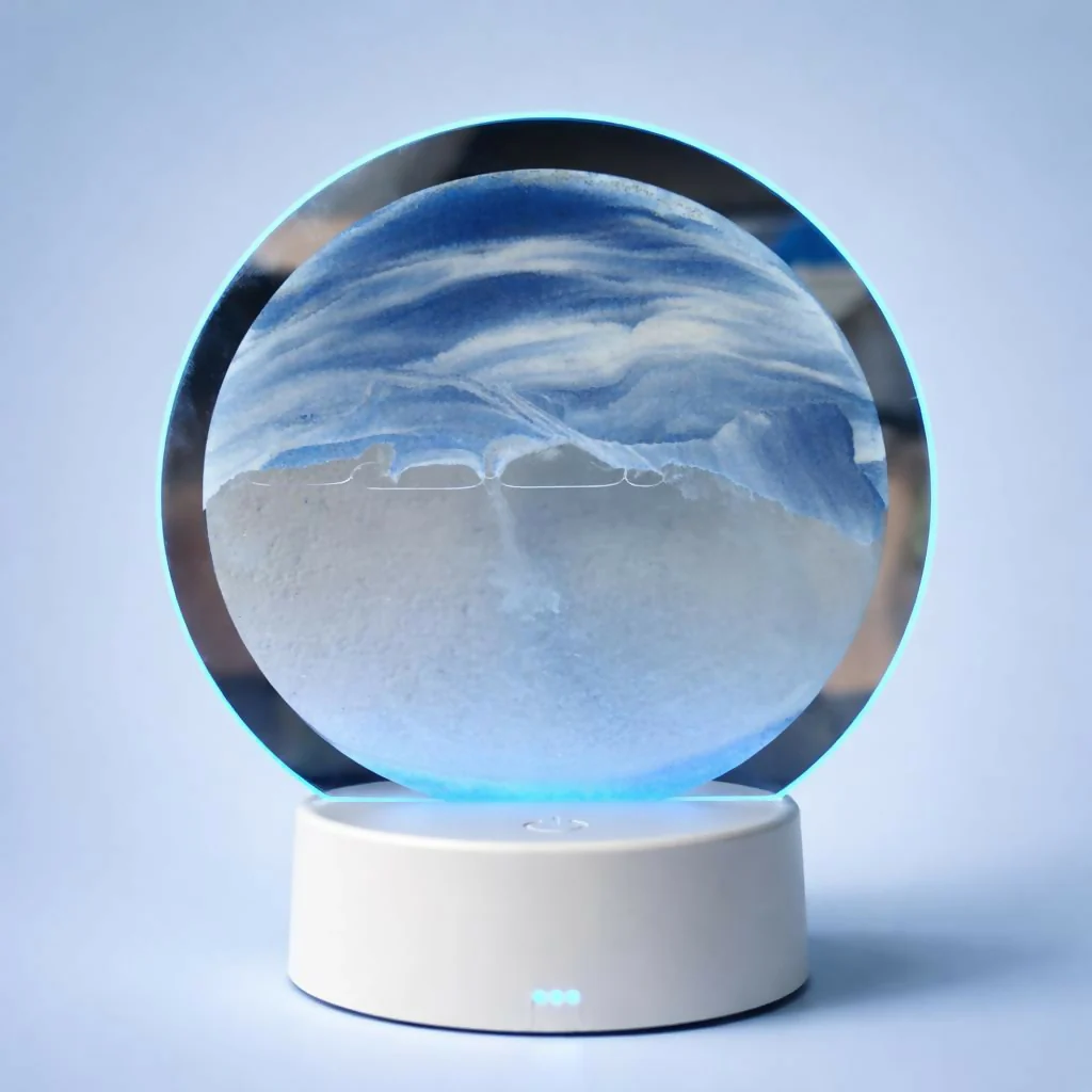 LED Round Sand Art Lamp | Relaxing Desktop Night Light Home Décor Gift - Image 4