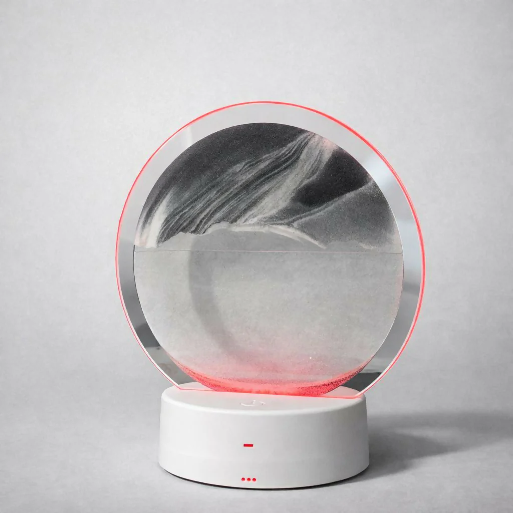 LED Round Static Black & White Sand Art Lamp | Ambient Decorative Night Light - Image 4