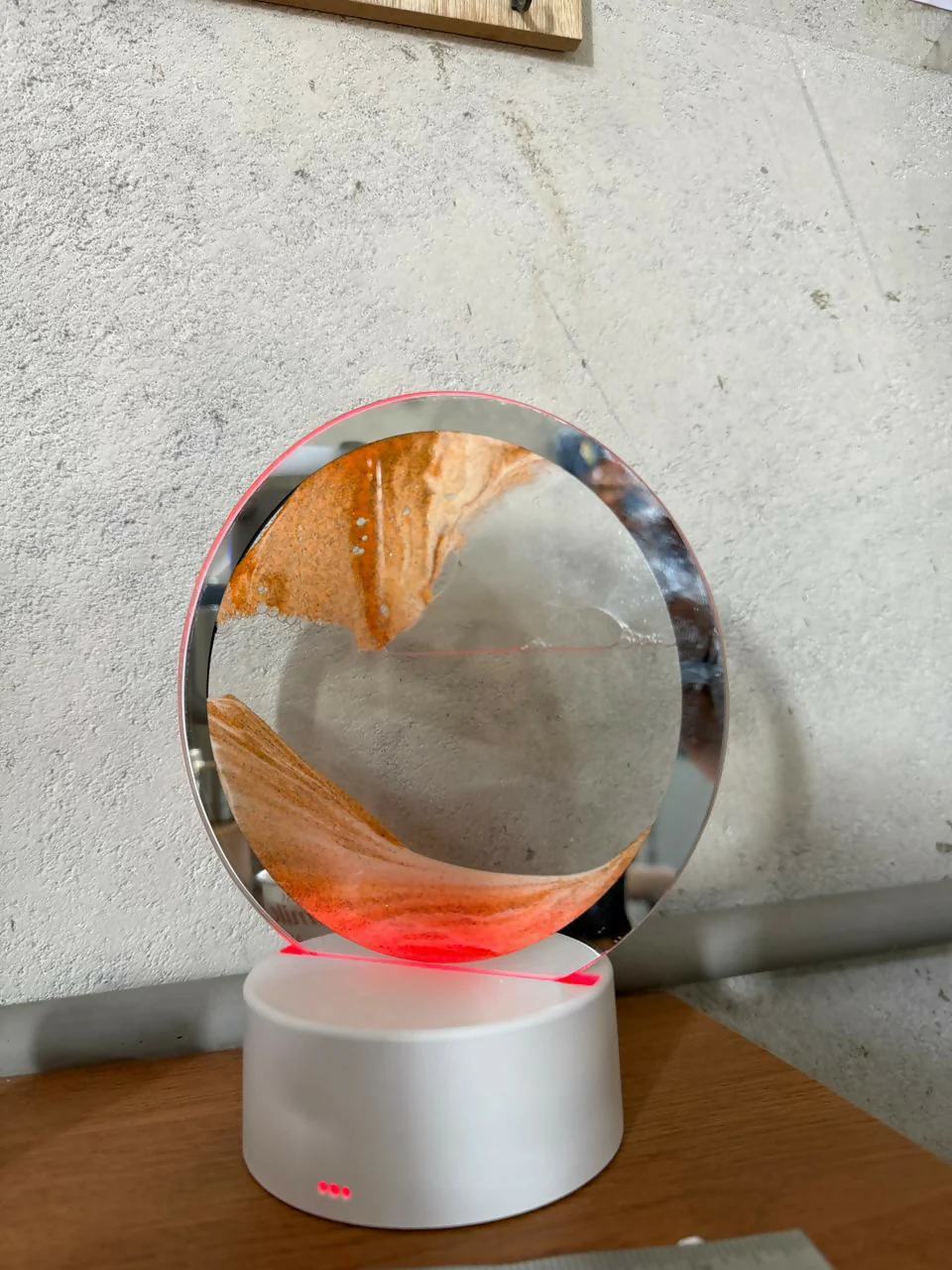 LED Round Static Orange Sand Art Lamp | Ambient Decorative Night Light Décor - Image 5