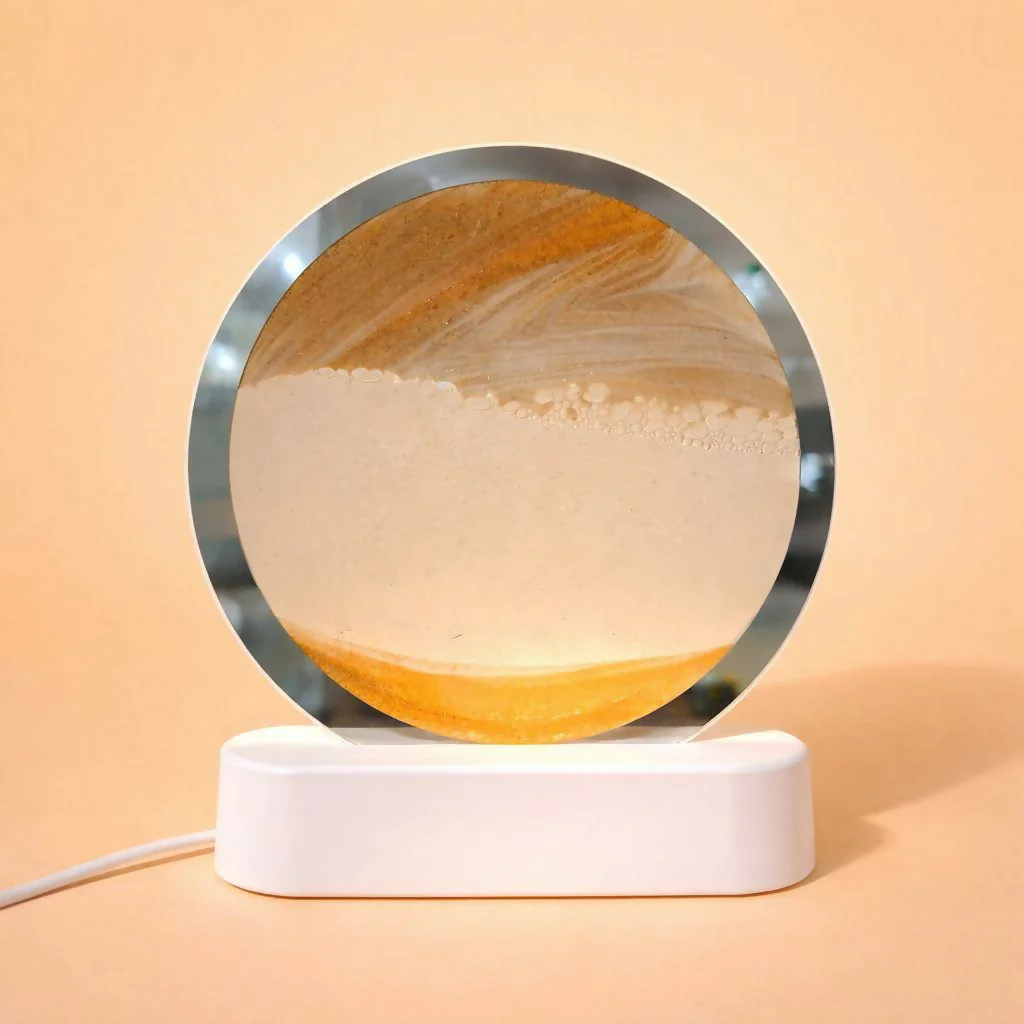 LED Round Static Orange Sand Art Lamp | Ambient Decorative Night Light Home Décor - Image 4