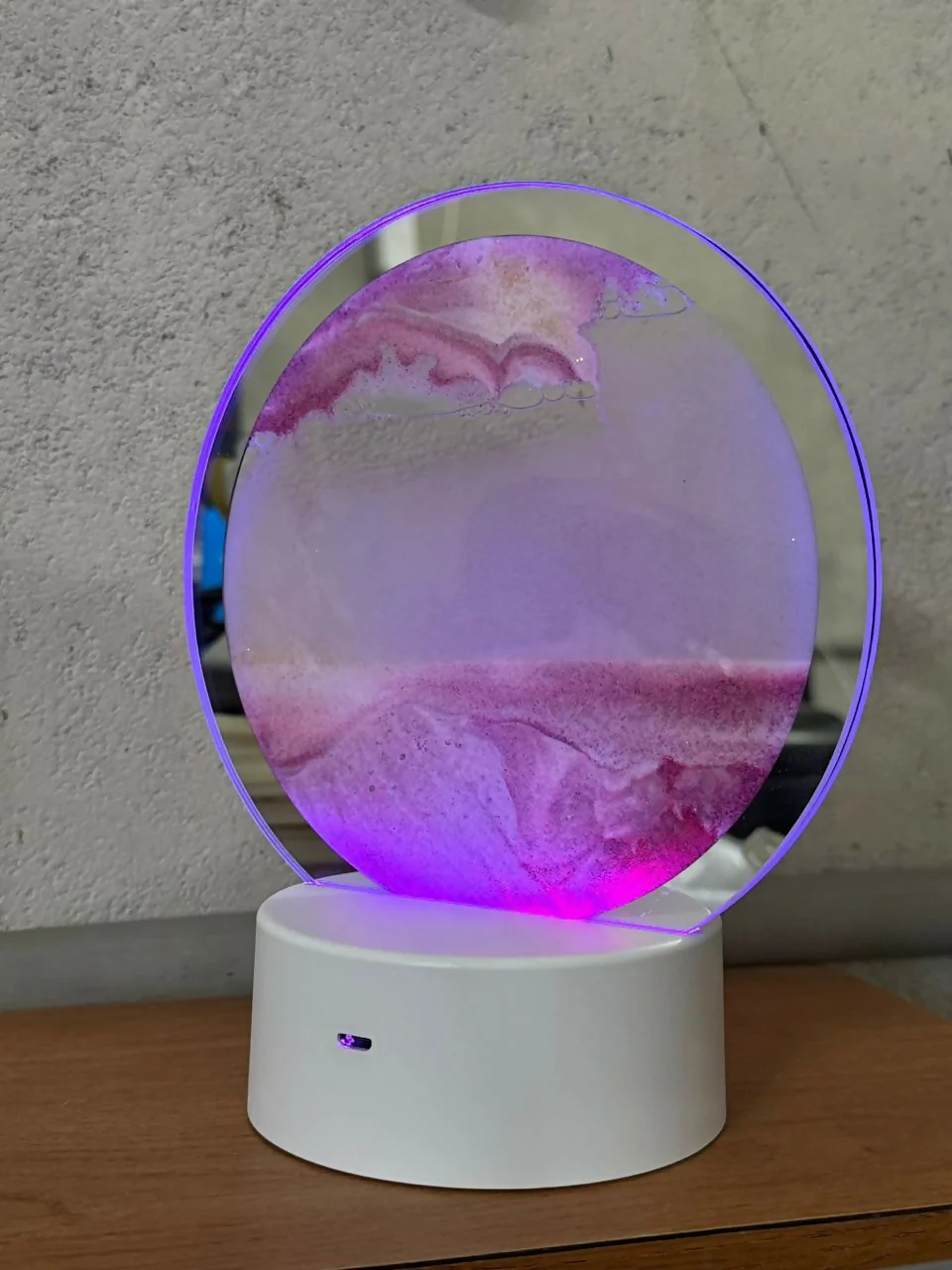 LED Round Static Pink Sand Art Lamp | Ambient Decorative Night Light Home Décor - Image 5