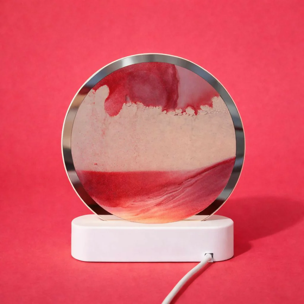 LED Round Static Red Sand Art Lamp | Ambient Decorative Night Light Home Décor - Image 4
