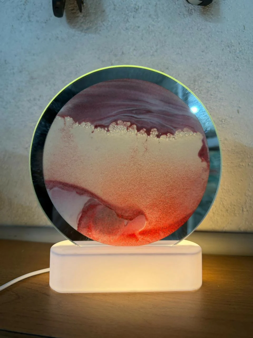 LED Round Static Red Sand Art Lamp | Ambient Decorative Night Light Home Décor - Image 5