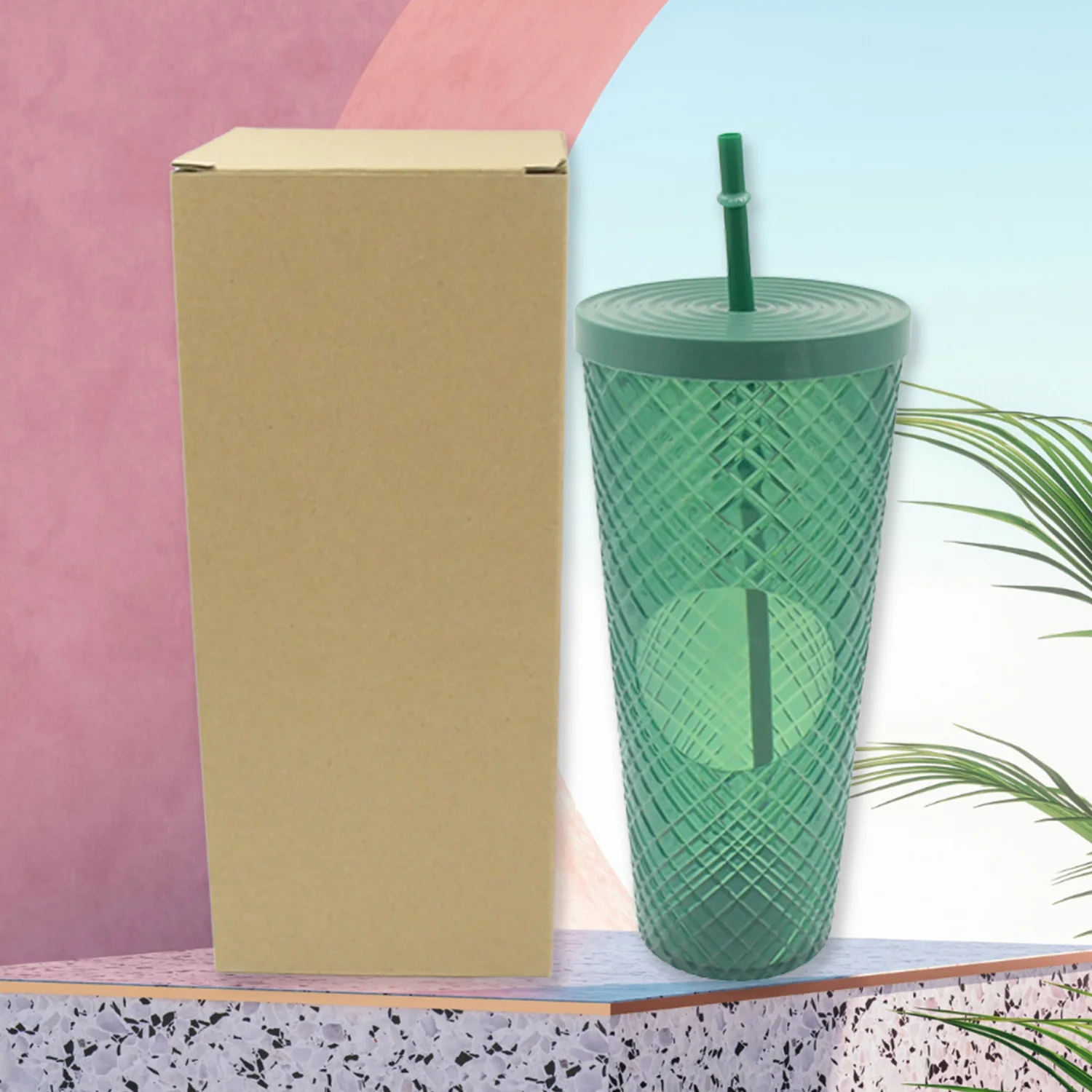Cup with Straw & LED Lighting Reusable Matte Studded Tumbler (1 Pc) - Image 6