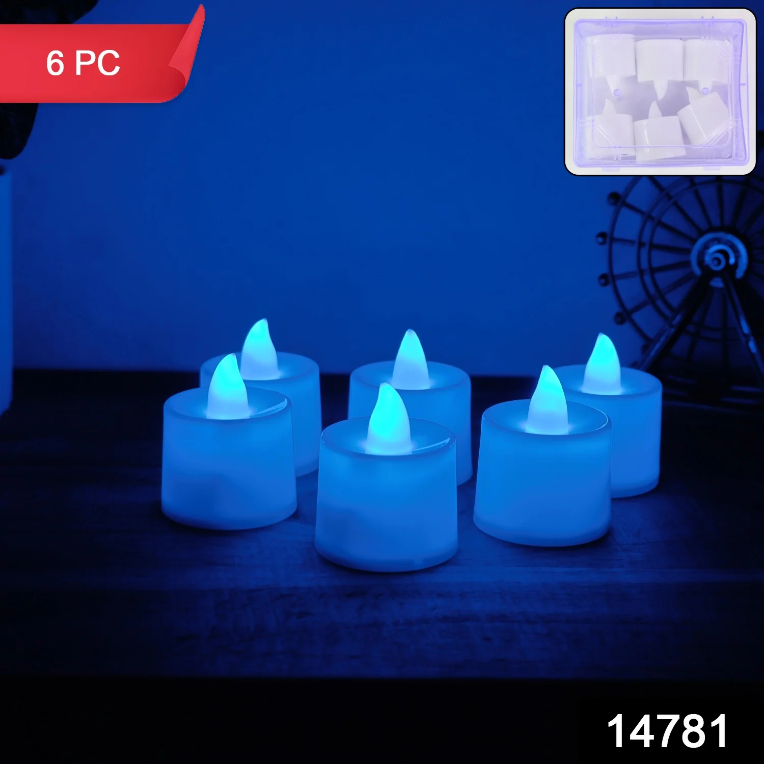 Blue LED Tea Light Candles (6 Pc) - Image 2