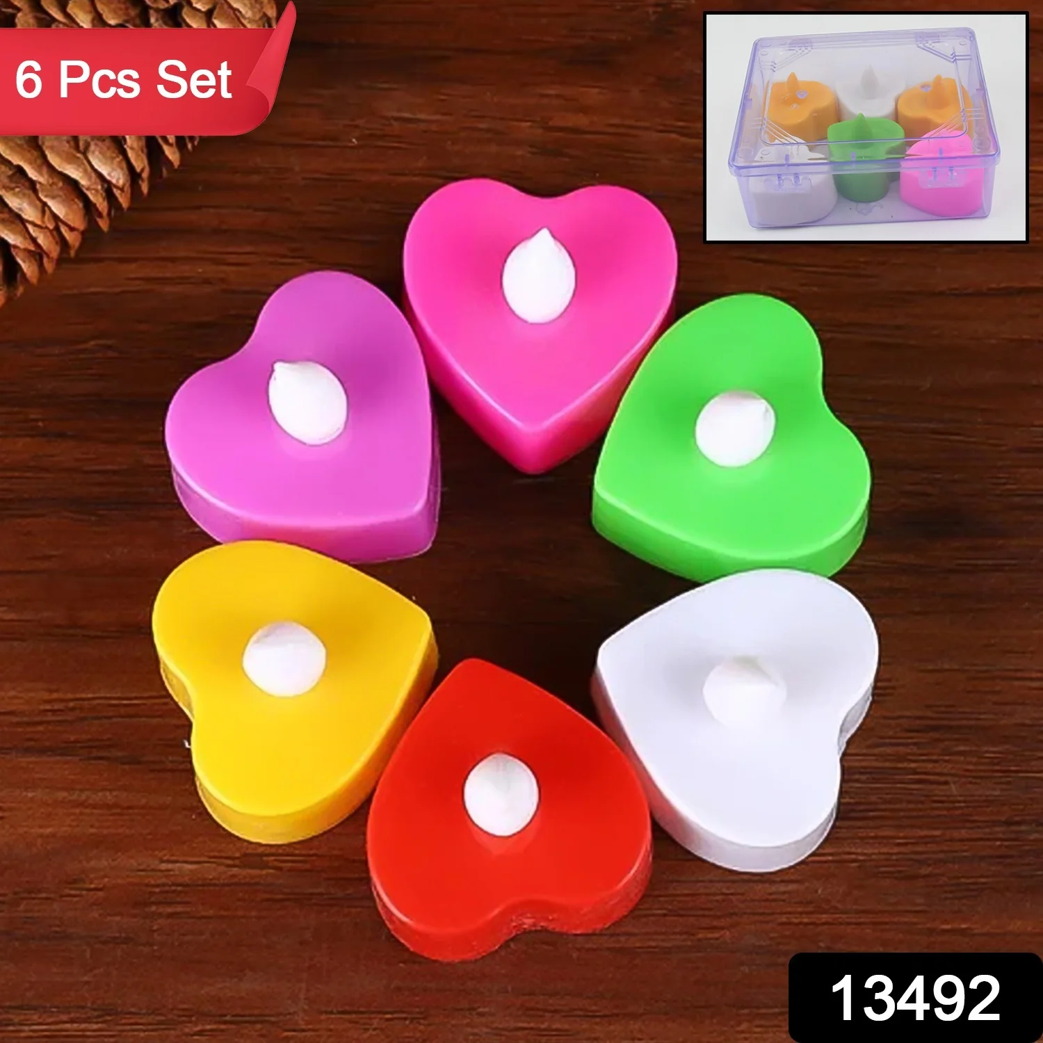 LED Tealights, Smokeless Plastic Decorative Candles, Diwali (Pack Of 6 / Multicolor) - Image 2