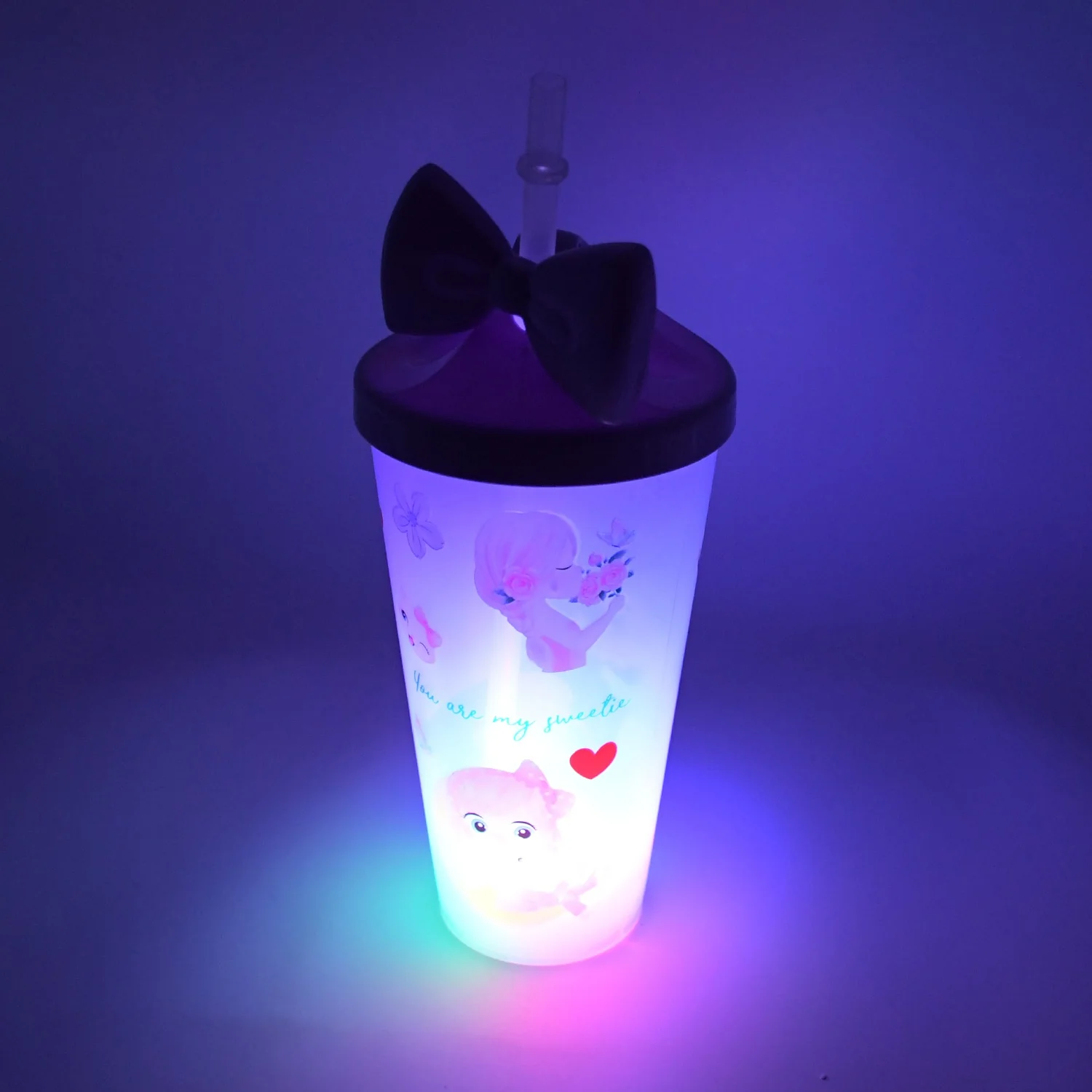 Unicorn Water Bottle with Straw & Lid for Kids, Tumbler (With Light) - Image 7