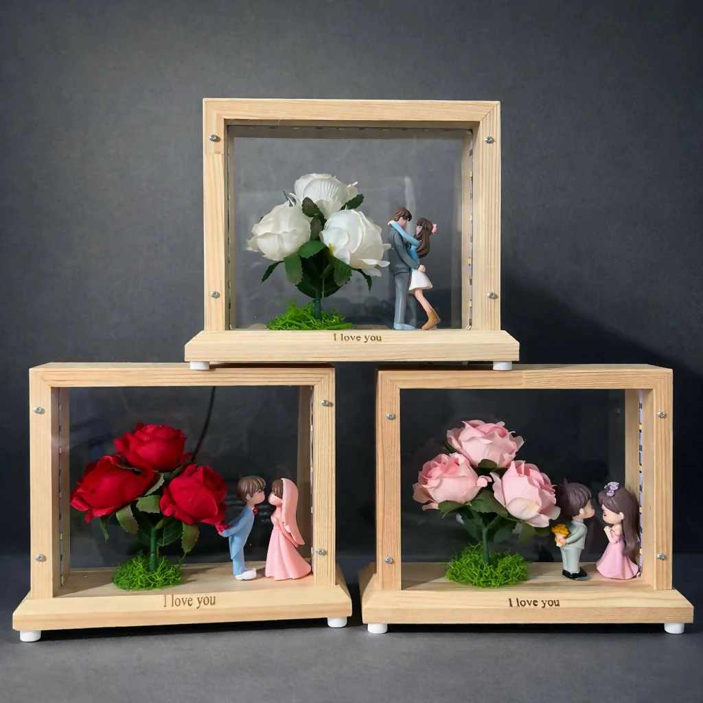 LED Wedding Couple Showpiece with Flower Frame | Decorative Table Lamp (Design may vary) - Image 4