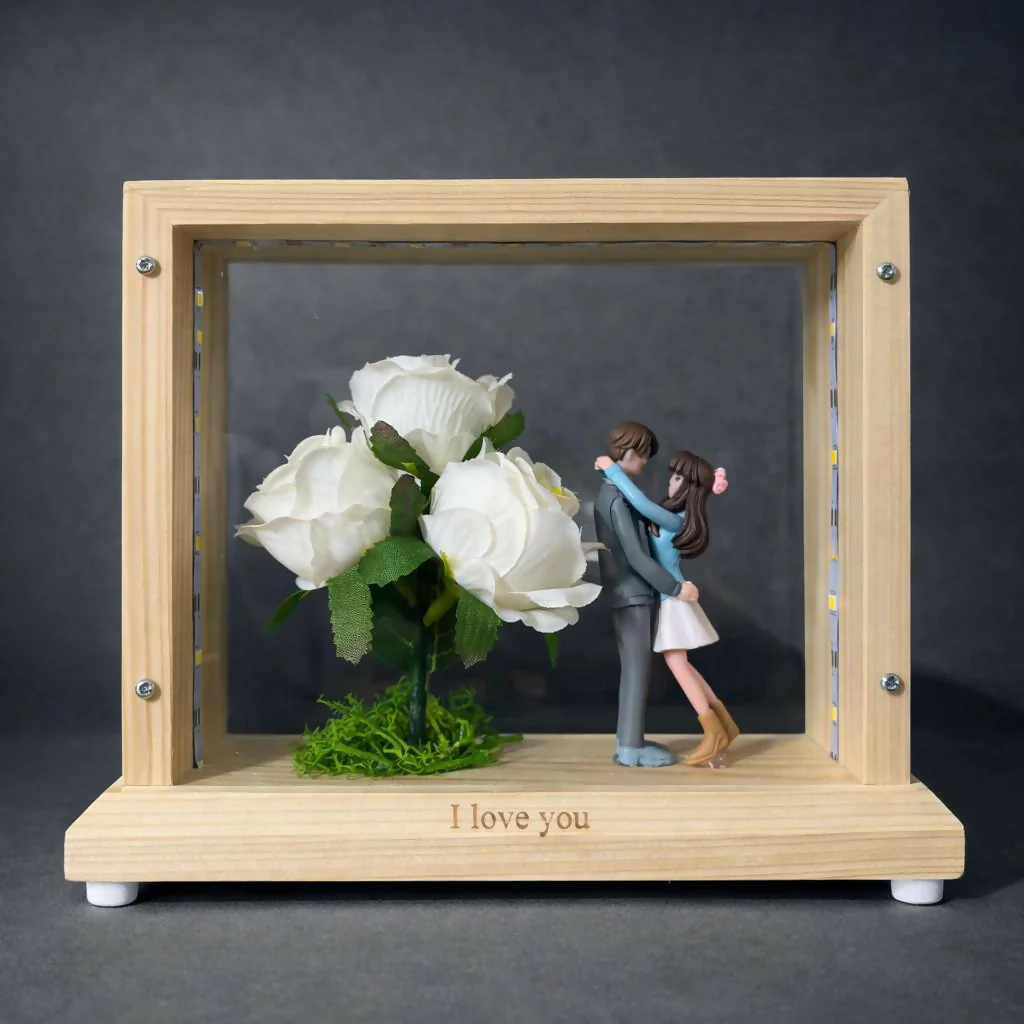 LED Wedding Couple Showpiece with Flower Frame | Decorative Table Lamp (Design may vary) - Image 5
