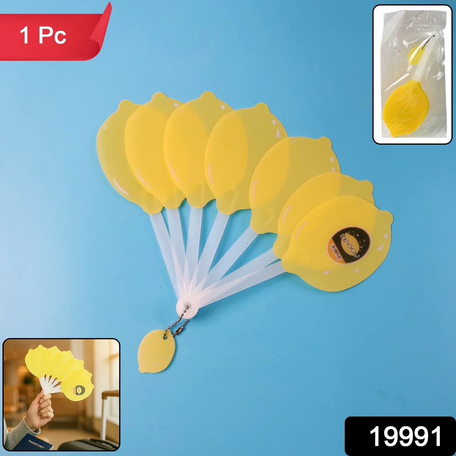 Lemon-Shape Hand Fan - (1 Pc) - Image 2