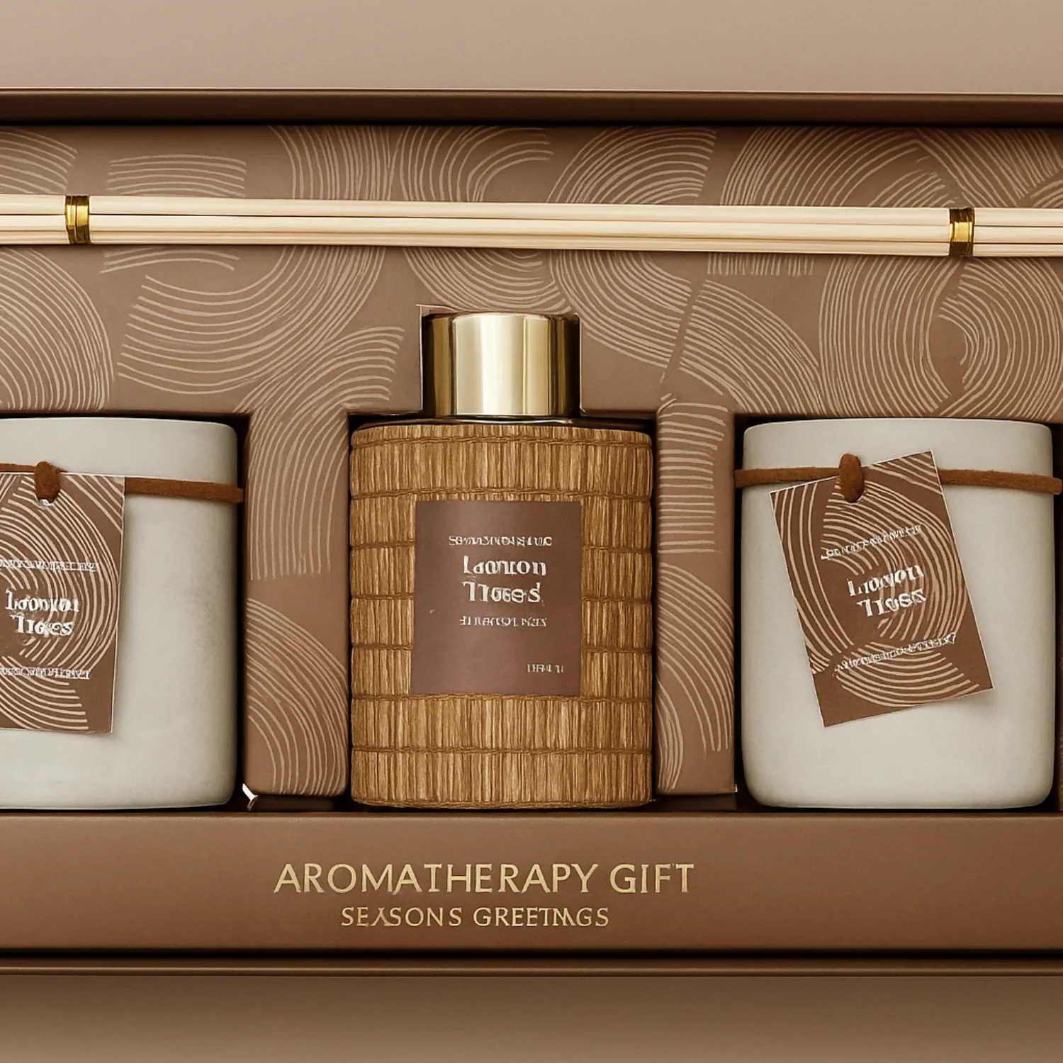 Lemon Trees Premium Aromatherapy Gift Set – Scented Candle & Reed Diffuser Combo in Concrete Jars with Wooden Accents, Relaxing Home Fragrance Set for Living Room, Bedroom, Spa & Office Décor - Image 3