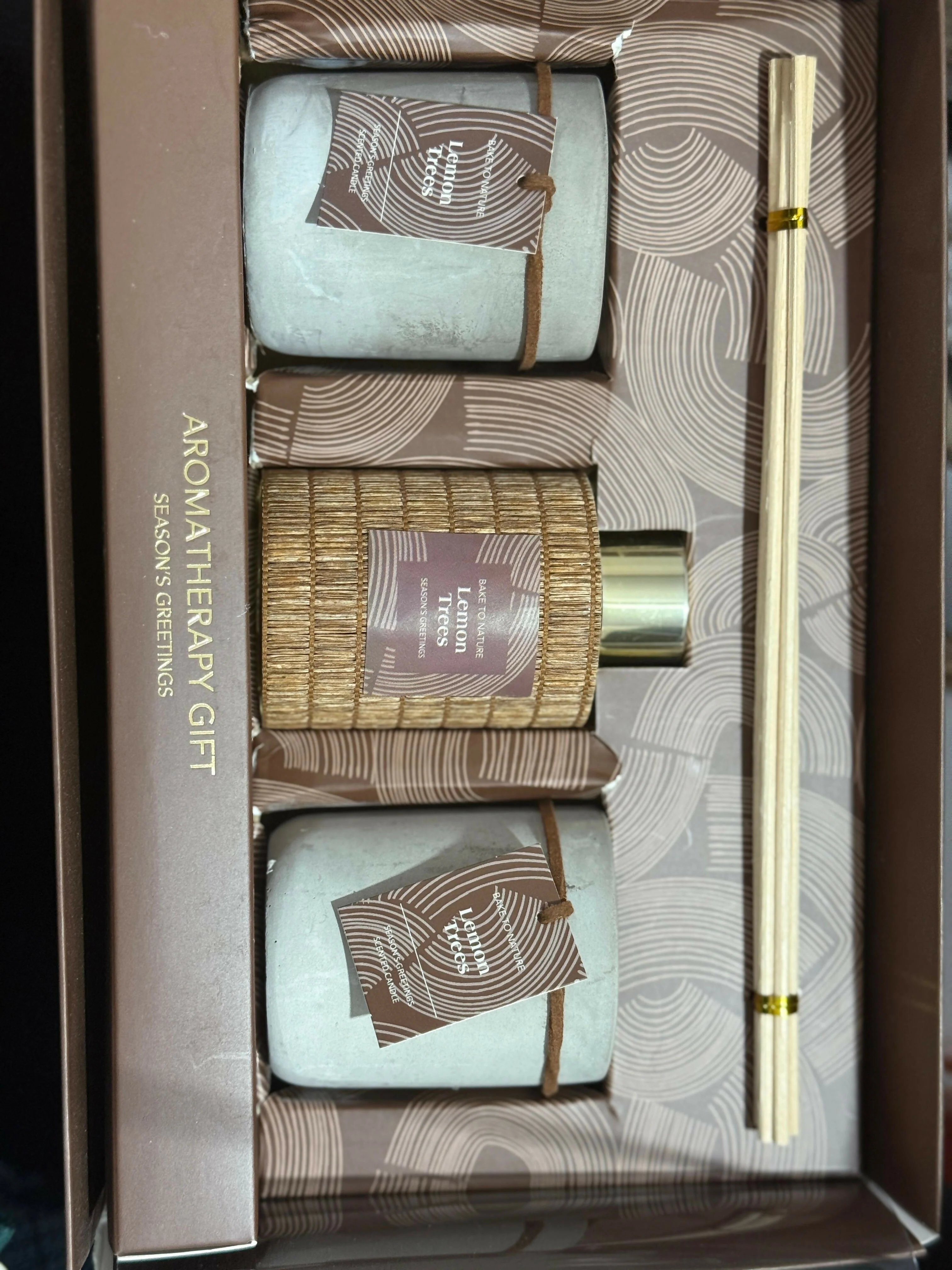 Lemon Trees Premium Aromatherapy Gift Set – Scented Candle & Reed Diffuser Combo in Concrete Jars with Wooden Accents, Relaxing Home Fragrance Set for Living Room, Bedroom, Spa & Office Décor - Image 4