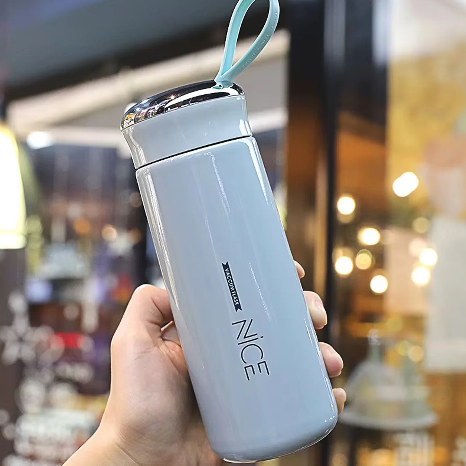 Water bottle 400ml leak proof, glass water bottle with   (1 pc / Light Blue Color) - Image 6