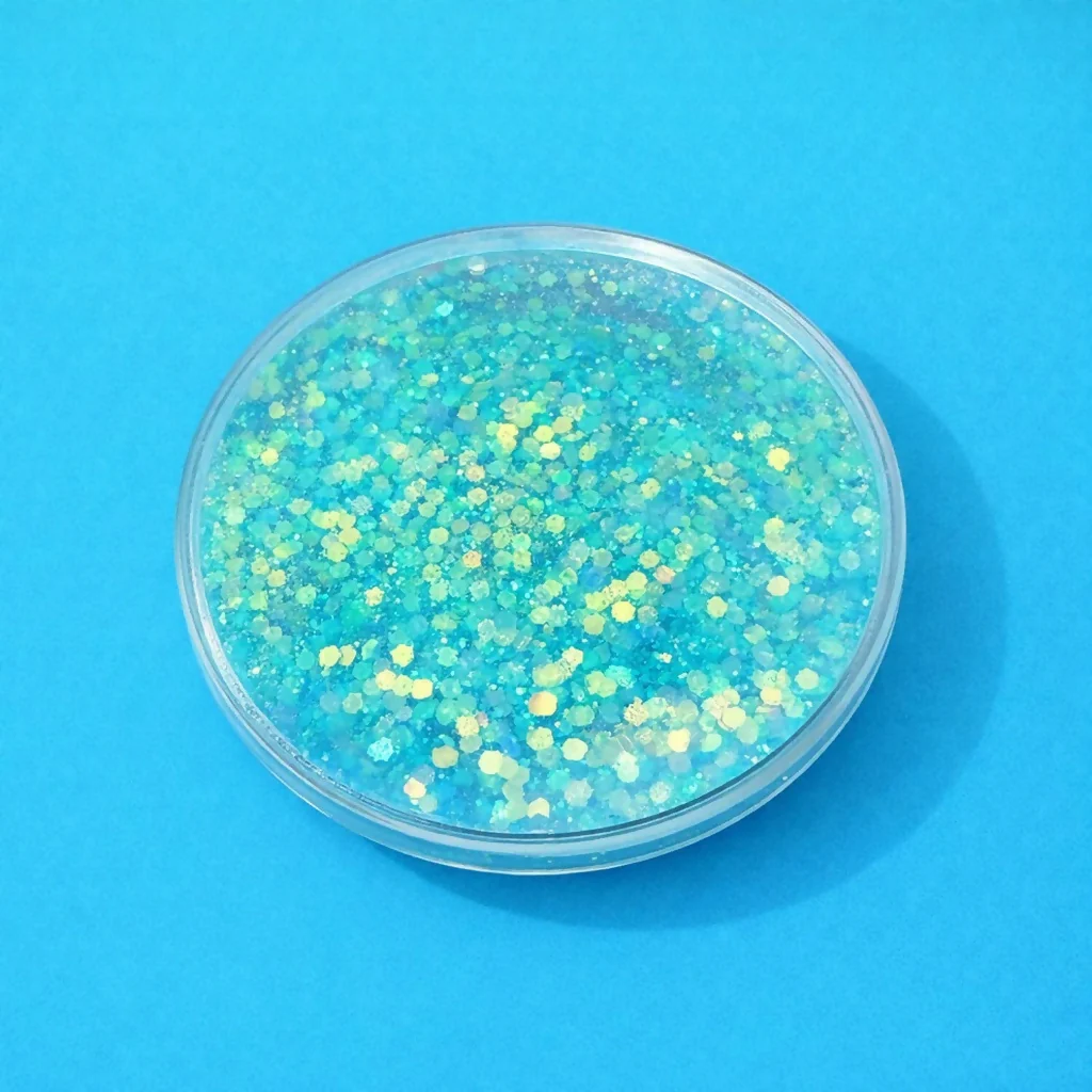 Light Blue Glitter Liquid Coaster Set Decorative Heat Resistant Cup Mat - Image 4