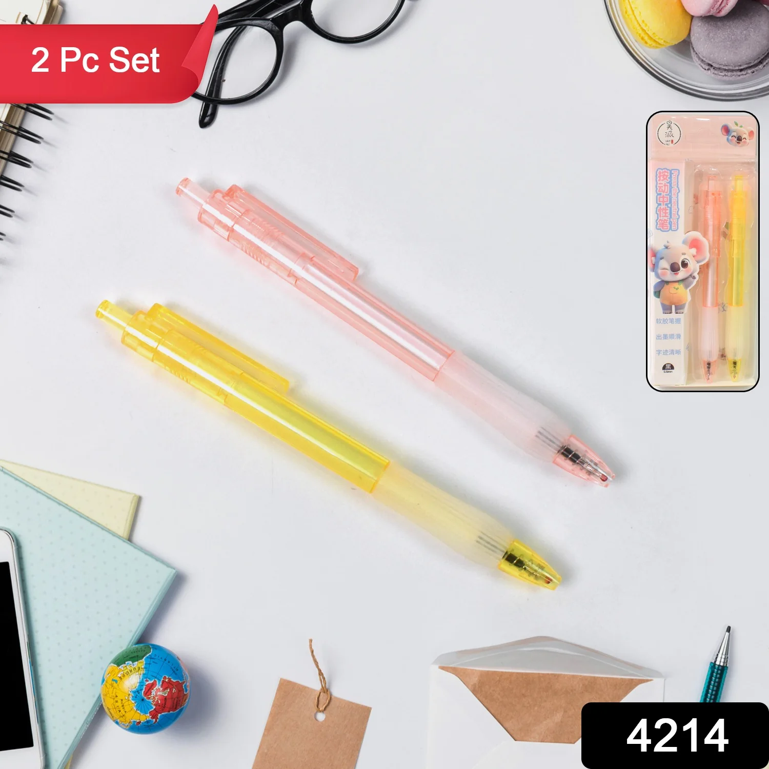 Lightweight Ball Point Pen, Smooth Writing Black Ball Pens (2 Pc Set) - Image 2