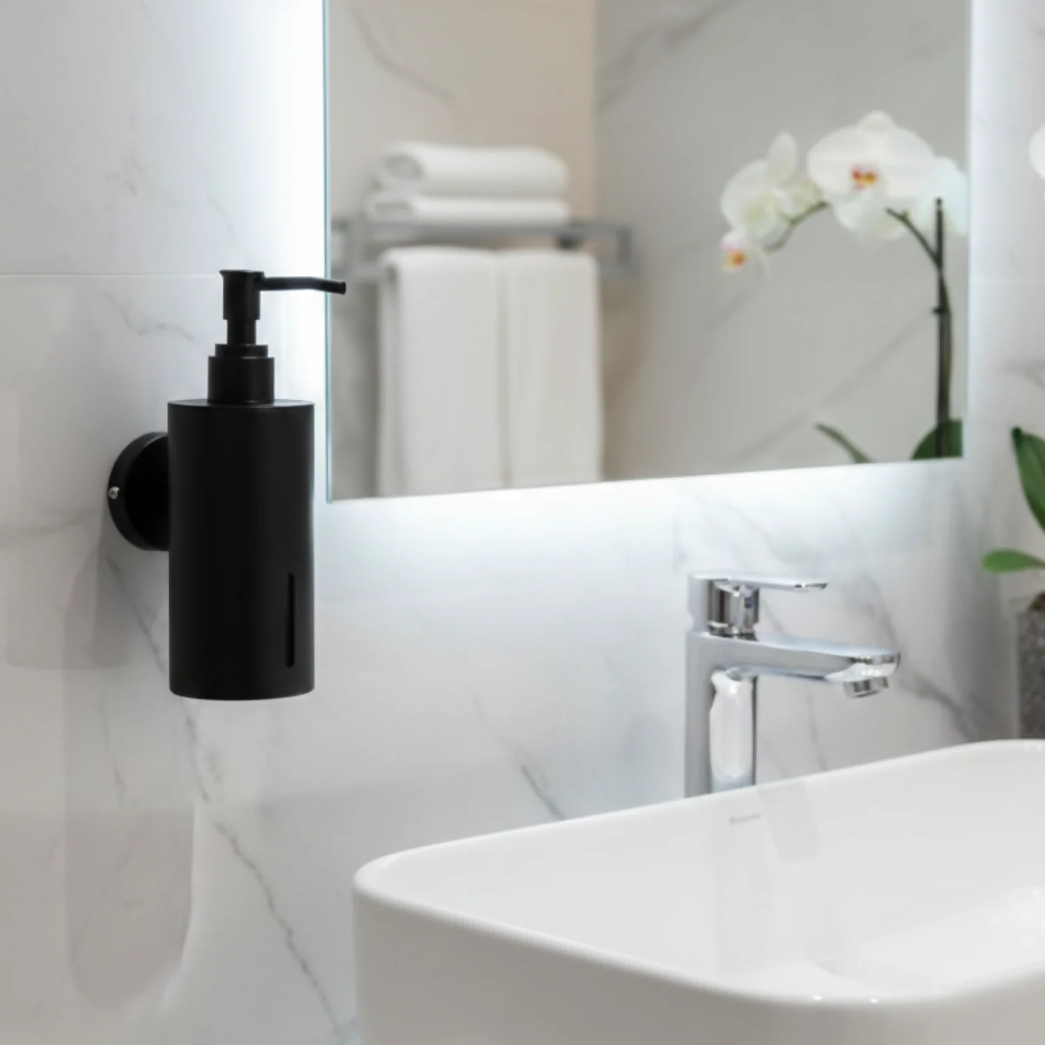 Liquid Soap Dispenser Stainless Steel Black - Image 2