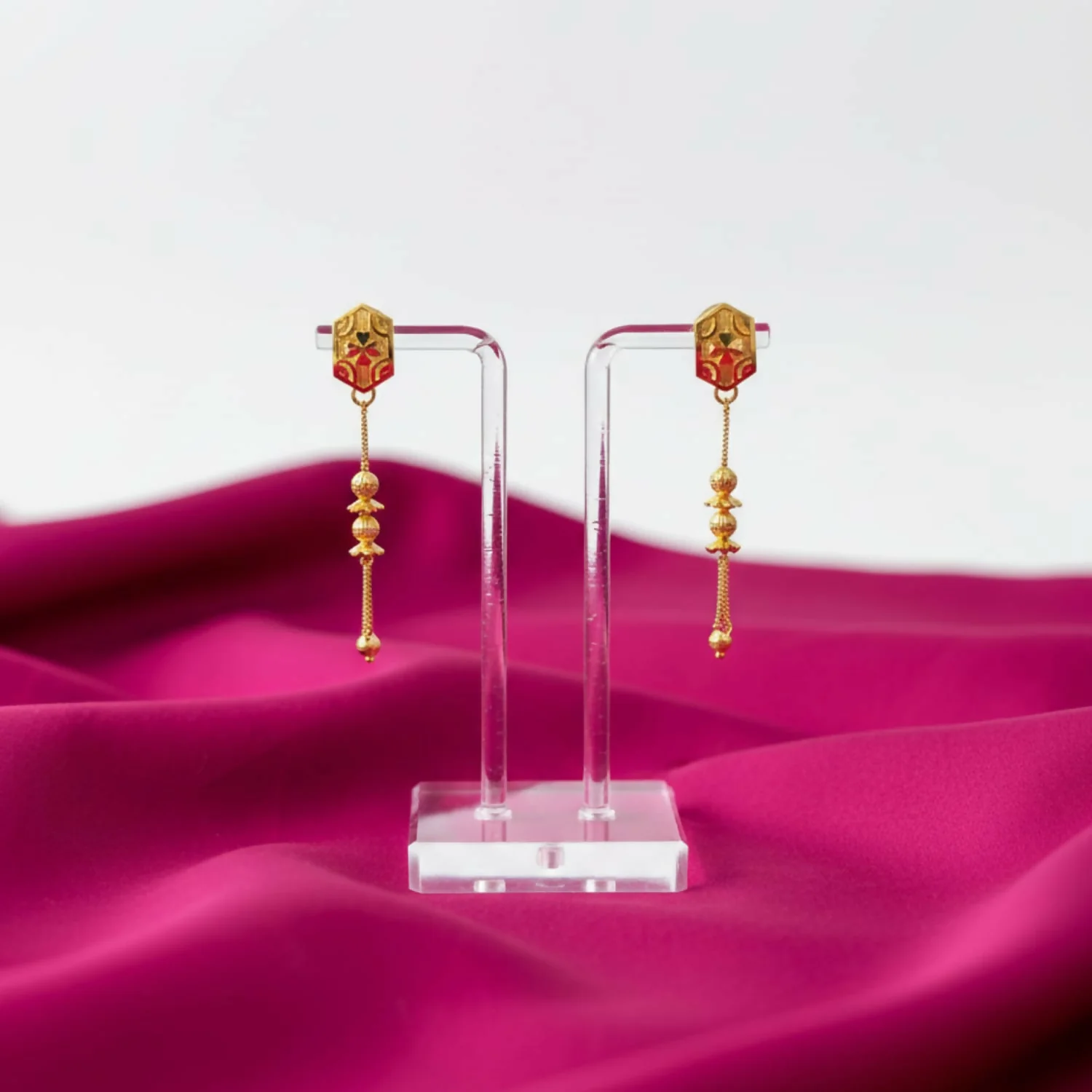 Long Chain Beads Golden Earrings for Women & Girls – Traditional Fancy Jewellery Gift - Image 3