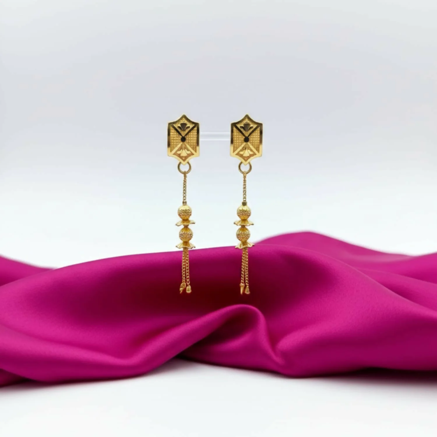 Long Chain Beads Golden Earrings for Women & Girls – Traditional Fancy Jewellery Gift - Image 3