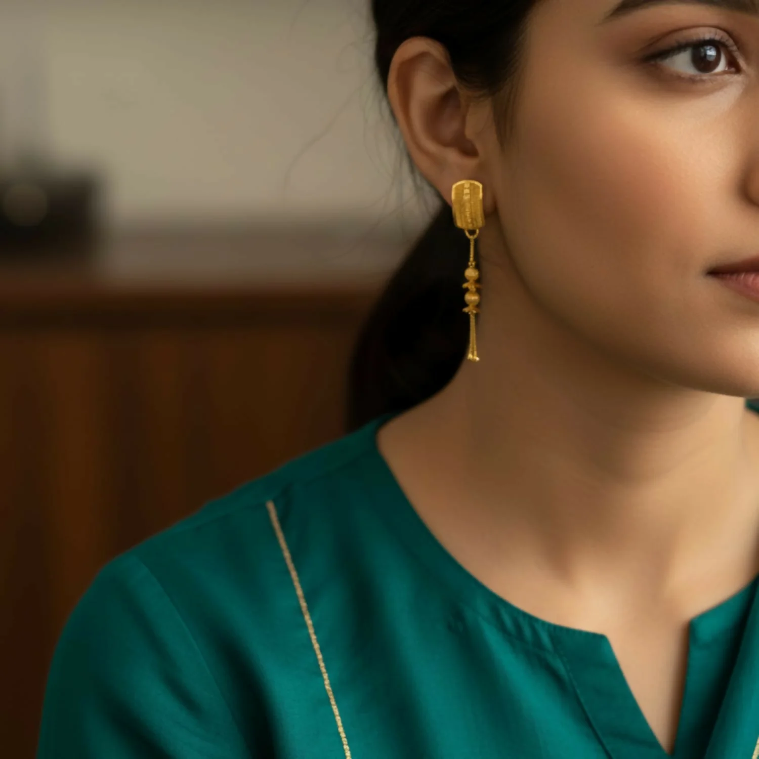 Long Chain Beads Golden Earrings for Women & Girls – Traditional Fancy Jewellery Gift - Image 2