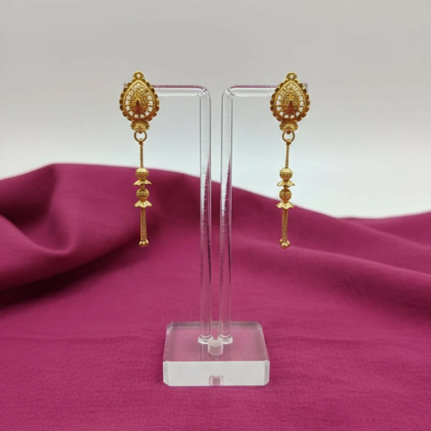 Long Chain Beads Golden Earrings for Women & Girls – Traditional Fancy Jewellery Gift - Image 3