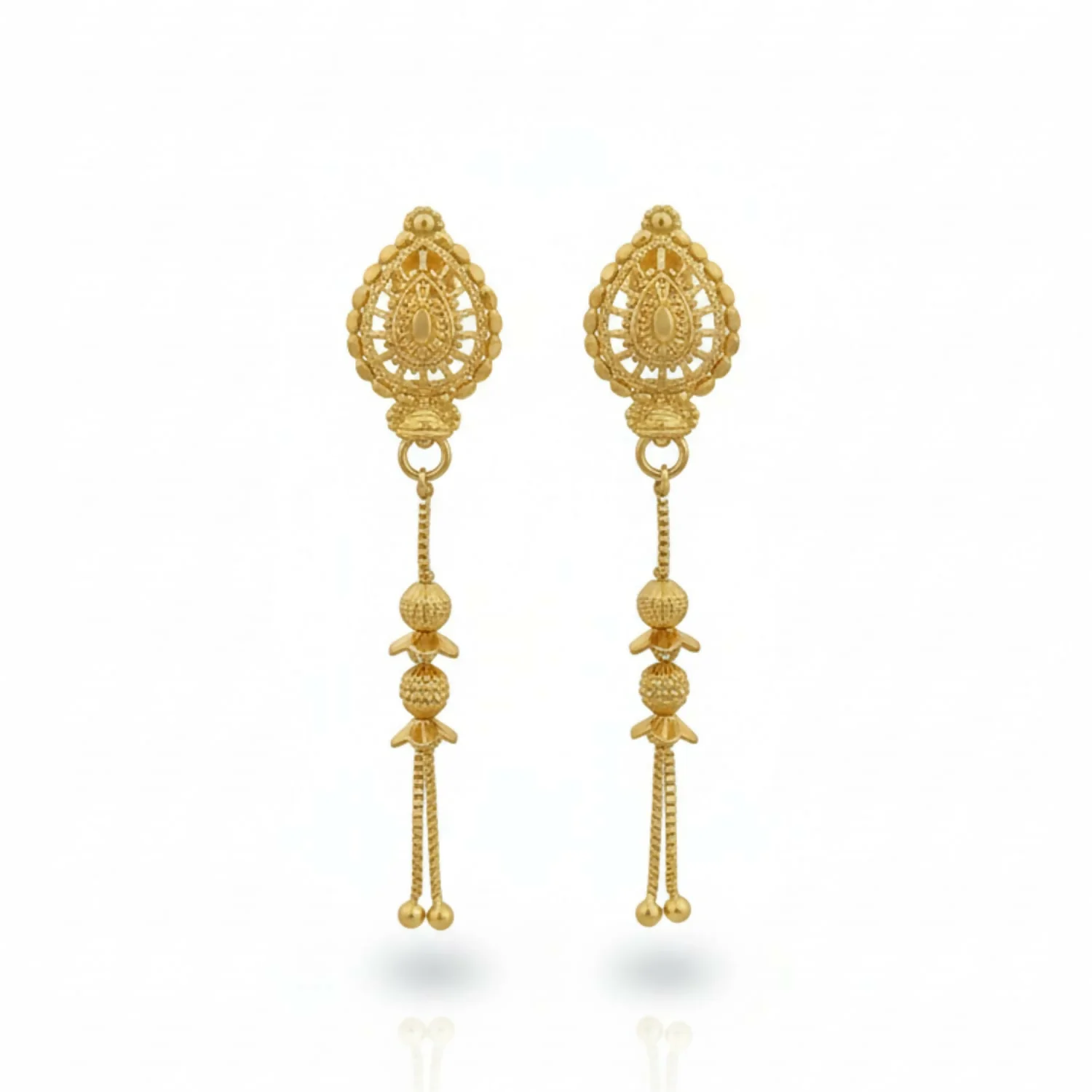 Long Chain Beads Golden Earrings for Women & Girls – Traditional Fancy Jewellery Gift - Image 4