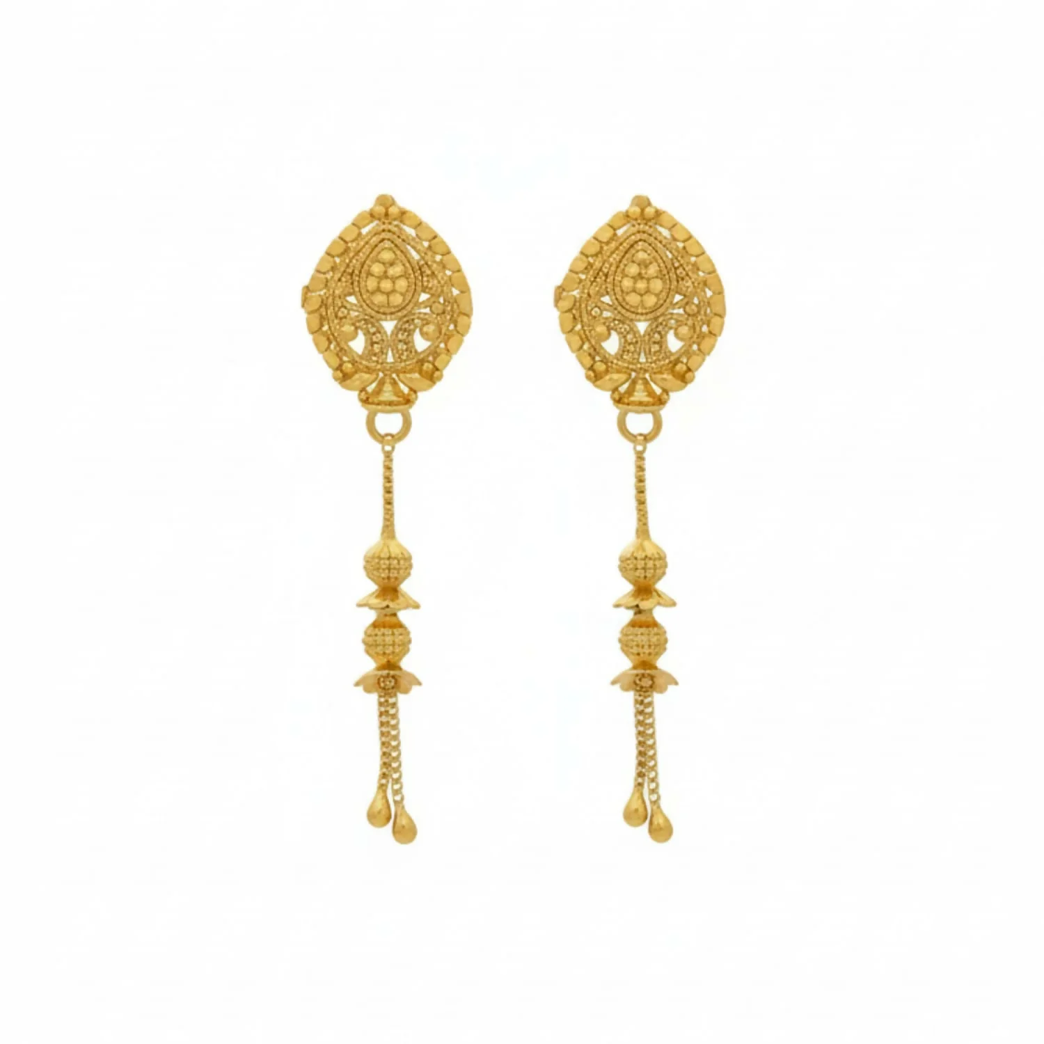 Long Chain Beads Golden Earrings for Women & Girls – Traditional Fancy Jewellery Gift - Image 4