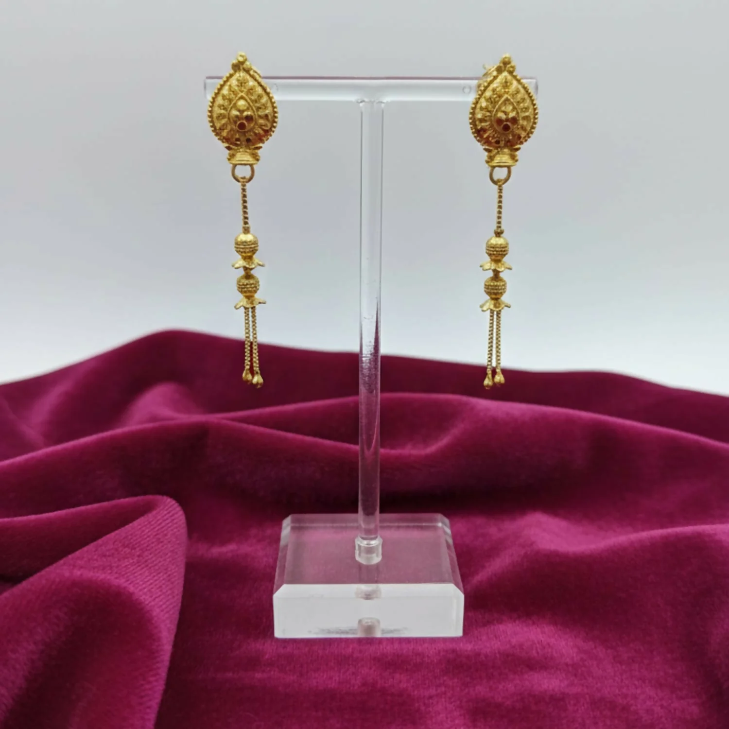 Long Chain Beads Golden Earrings for Women & Girls – Traditional Fancy Jewellery Gift - Image 3