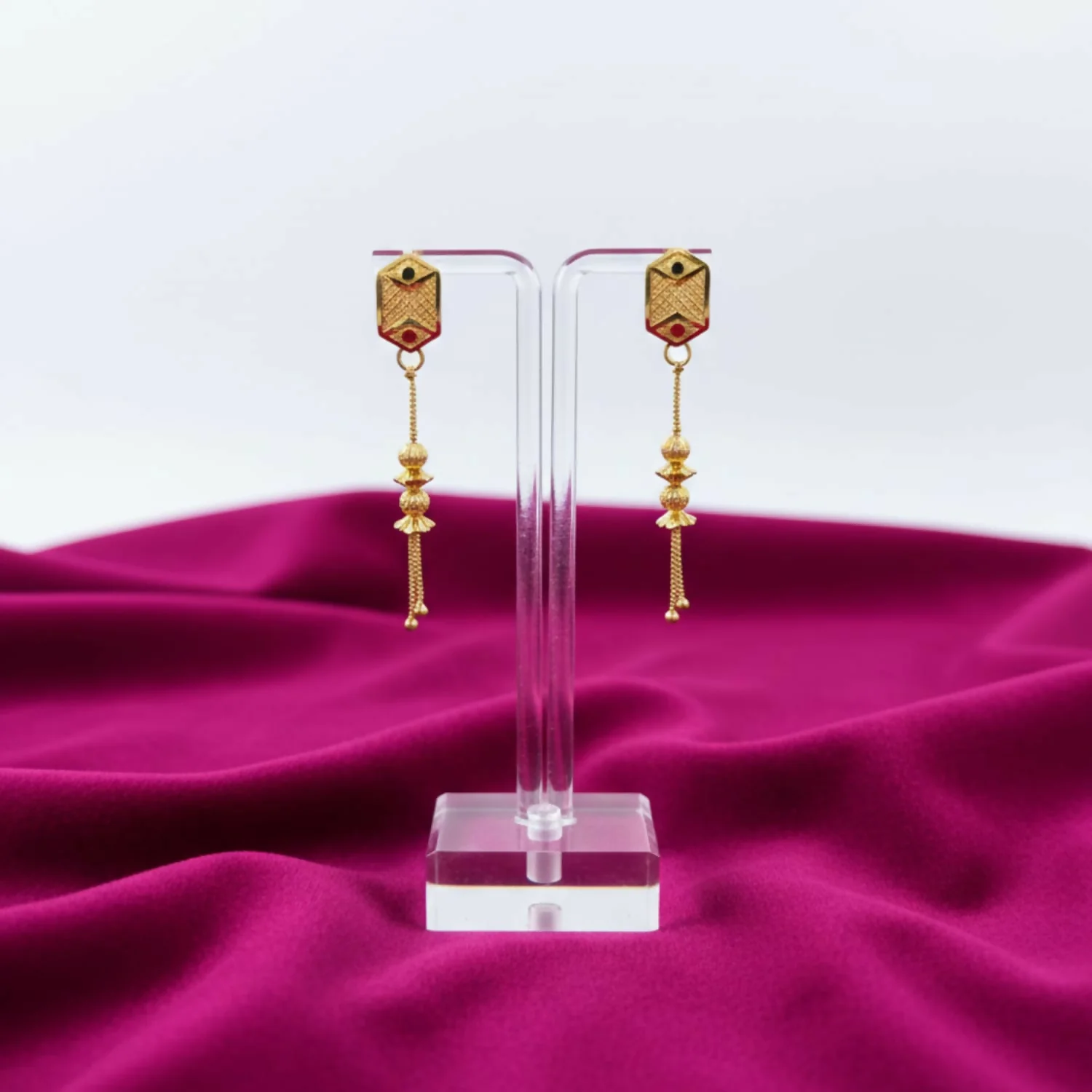 Long Chain Beads Golden Earrings for Women & Girls – Traditional Fancy Jewellery - Image 3