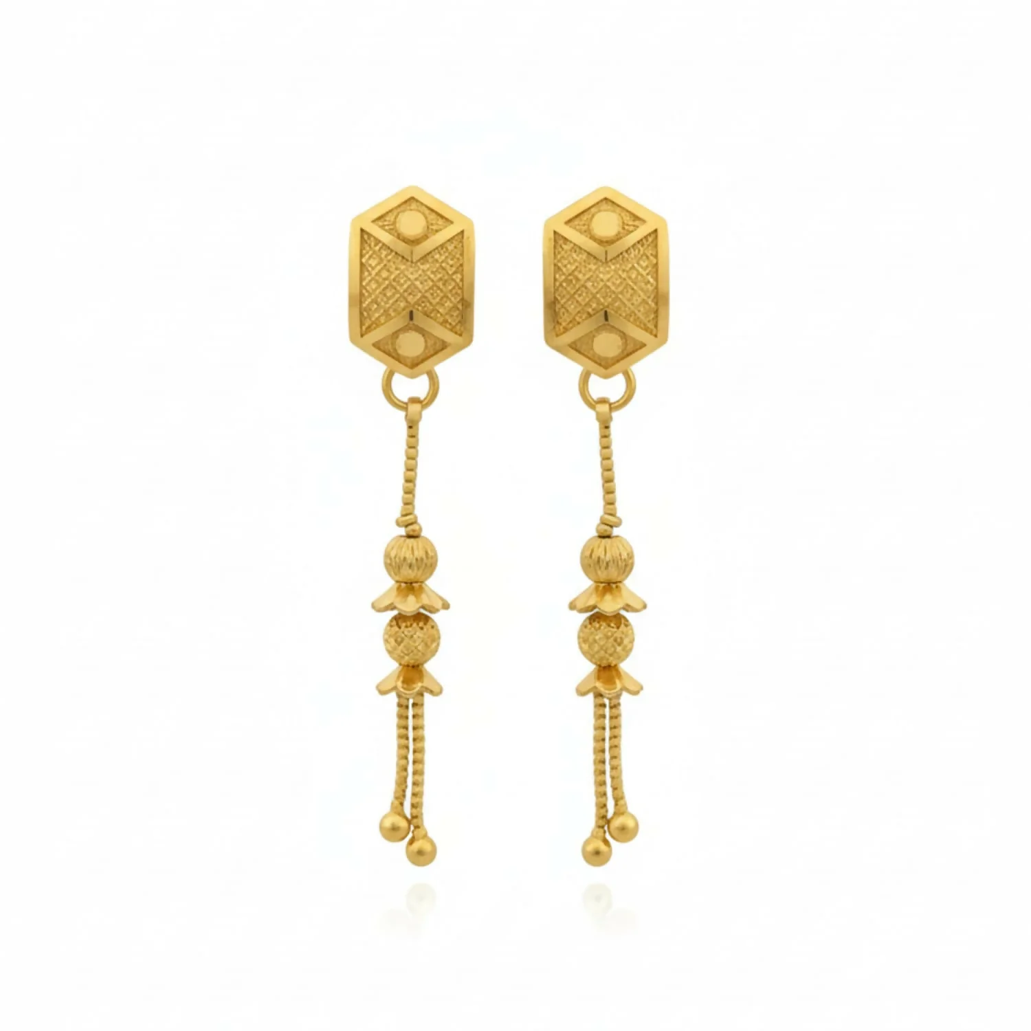 Long Chain Beads Golden Earrings for Women & Girls – Traditional Fancy Jewellery - Image 4