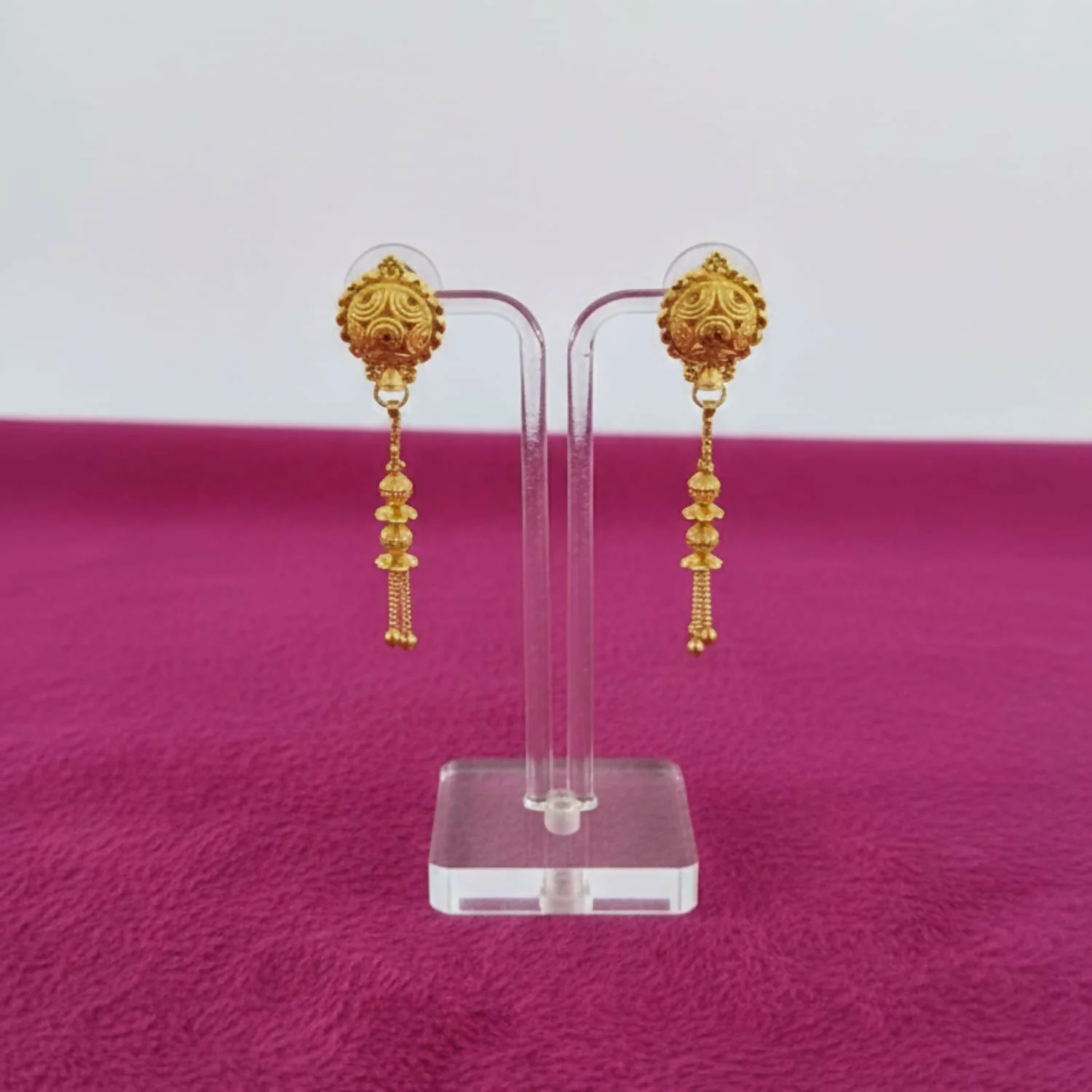 Golden Long Chain Beads Earrings for Women & Girls – Fancy Style - Image 3