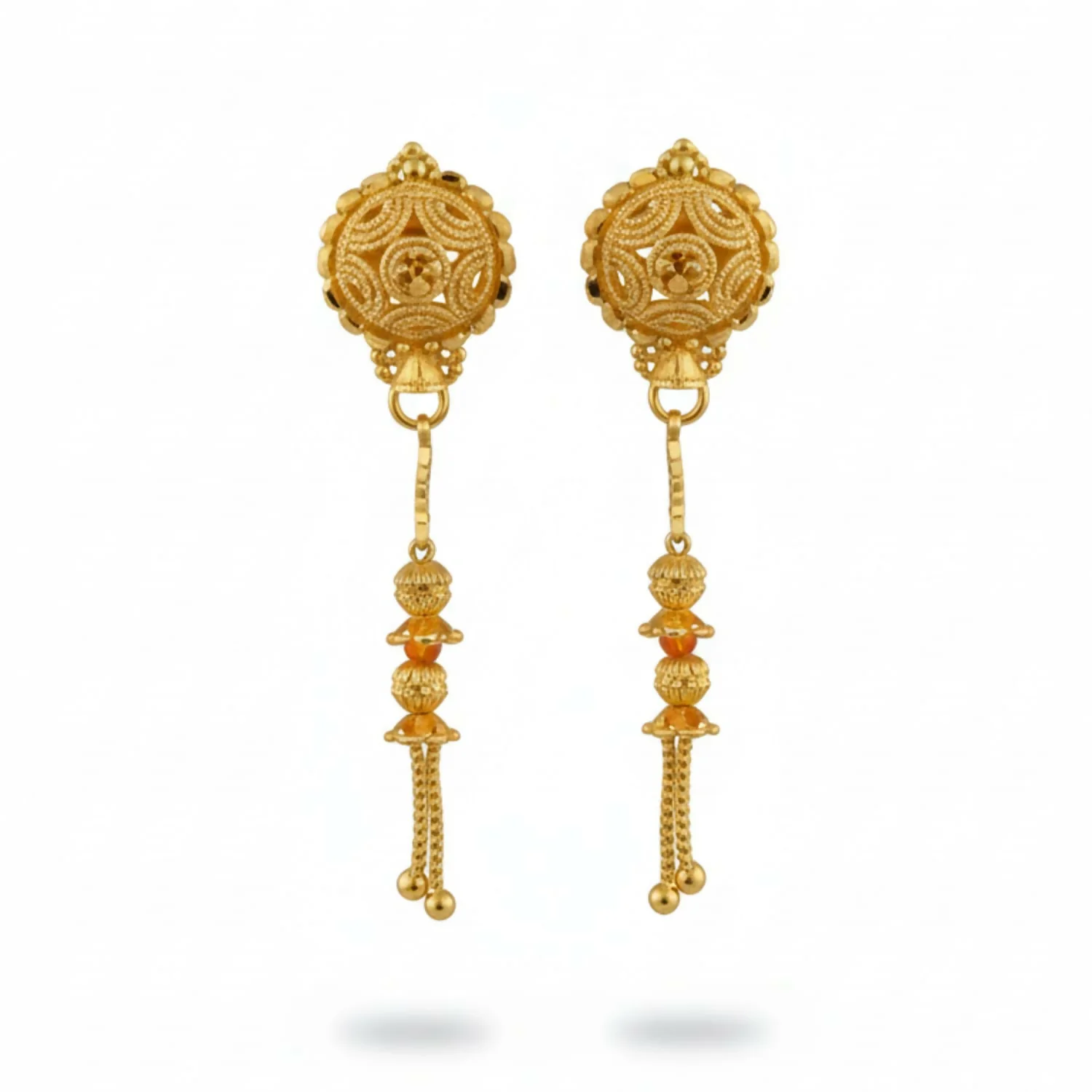 Golden Long Chain Beads Earrings for Women & Girls – Fancy Style - Image 4