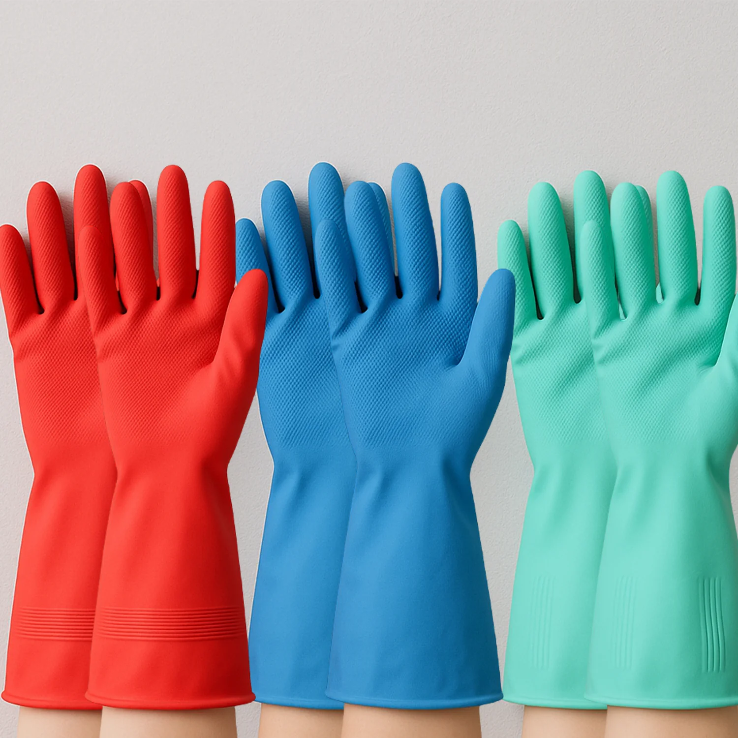 Long Cuff Multipurpose Rubber Cleaning Gloves (1 Pair, Mix Color) - Image 3