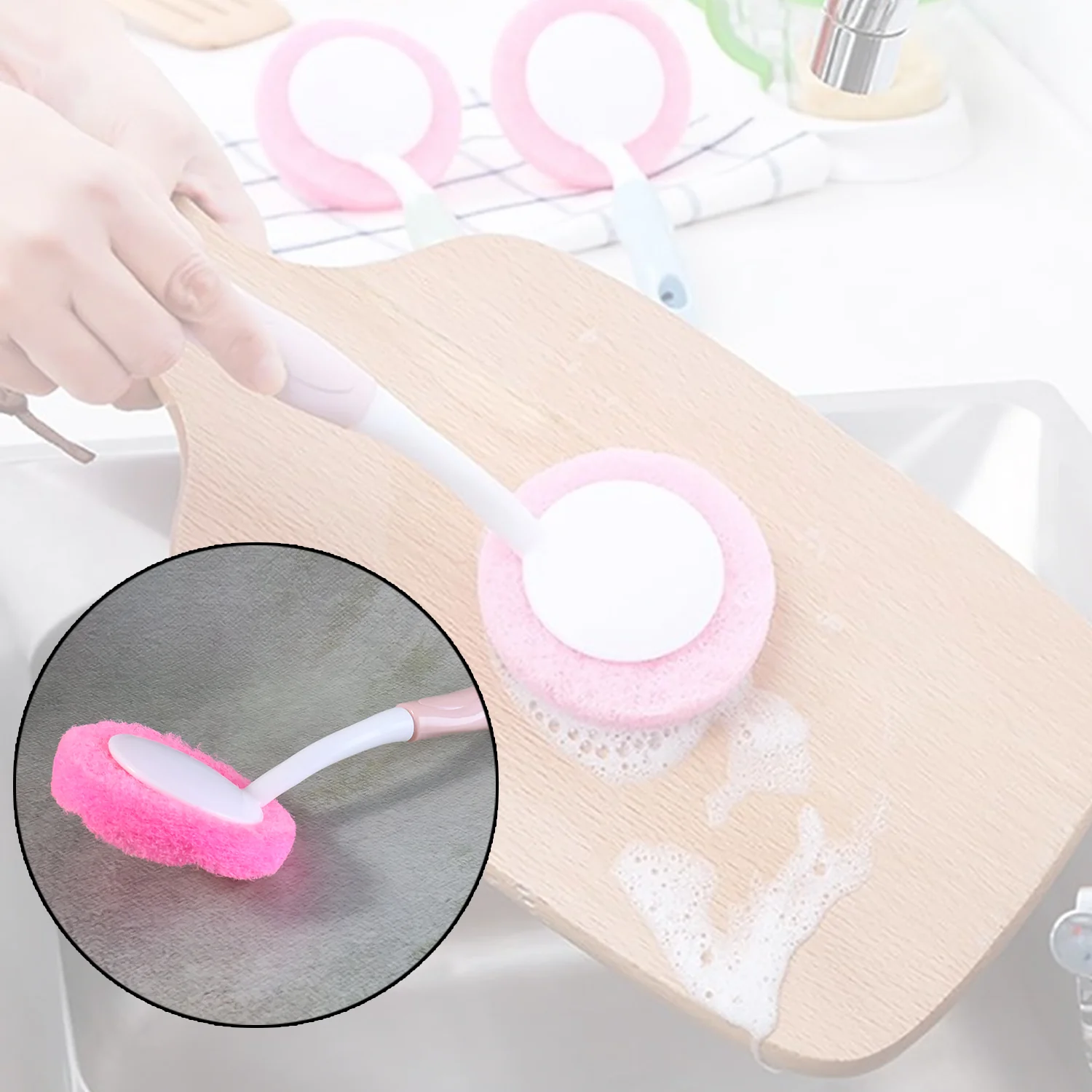 Long Handle Kitchen Dish Scrubber Brush (1 Pc) - Image 4