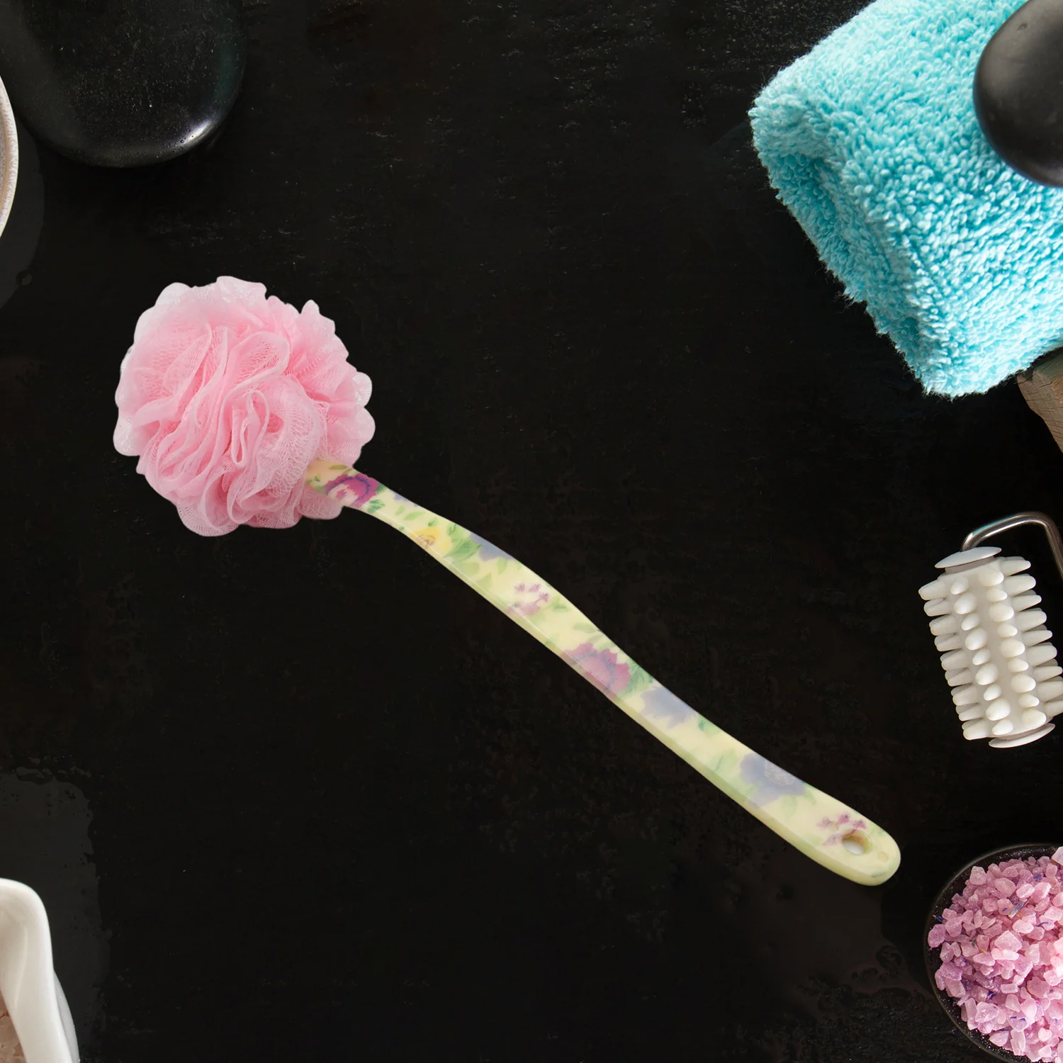 Long Handle Shower Puff Pouf Sponge Exfoliating Mesh Brush Scrubber,Bath Loofah Bath Scrubber for Body Shower Loofah Brushes, Body Bath Brush for Women and Men, Bathroom Shower Accessories (Mix 1 Pc) - Image 4
