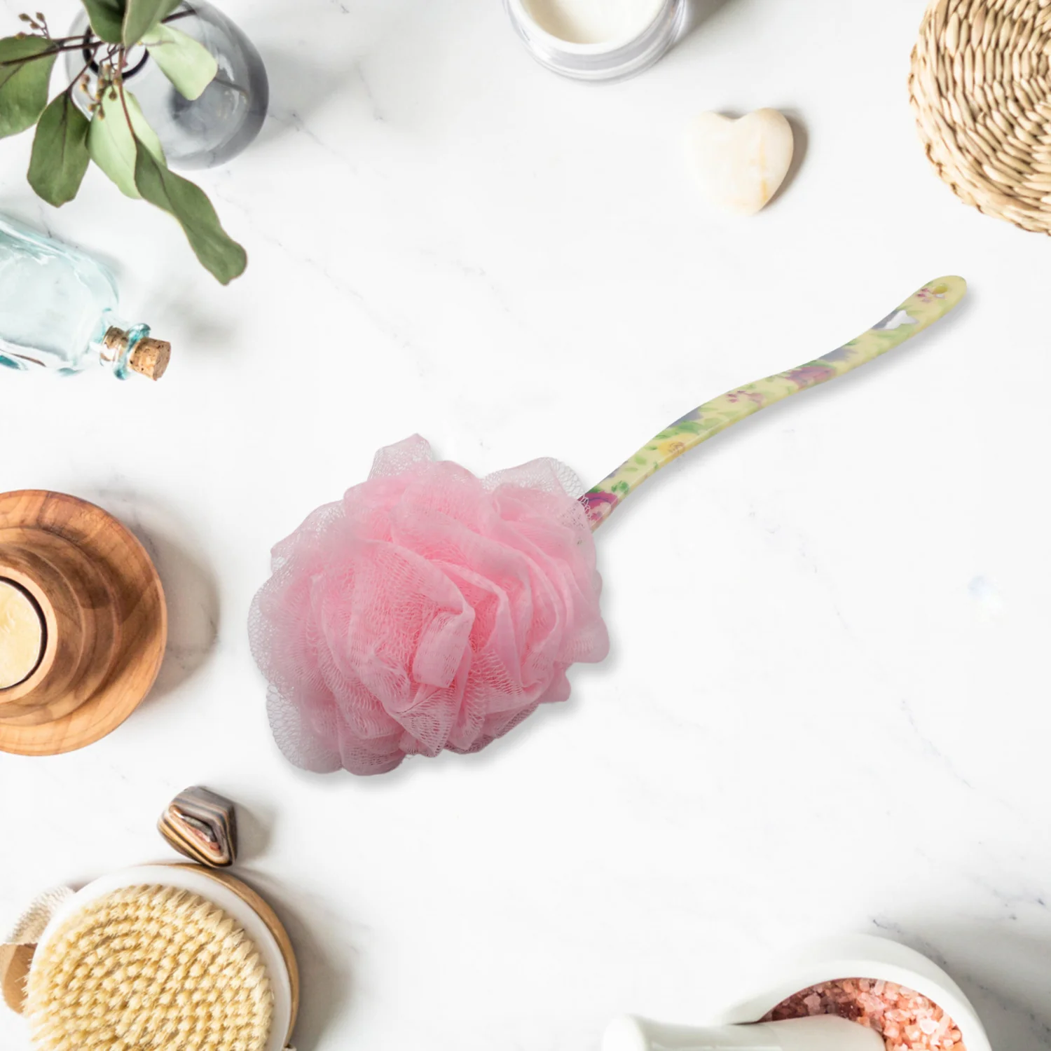 Long Handle Shower Puff Pouf Sponge Exfoliating Mesh Brush Scrubber,Bath Loofah Bath Scrubber for Body Shower Loofah Brushes, Body Bath Brush for Women and Men, Bathroom Shower Accessories (Mix 1 Pc) - Image 5