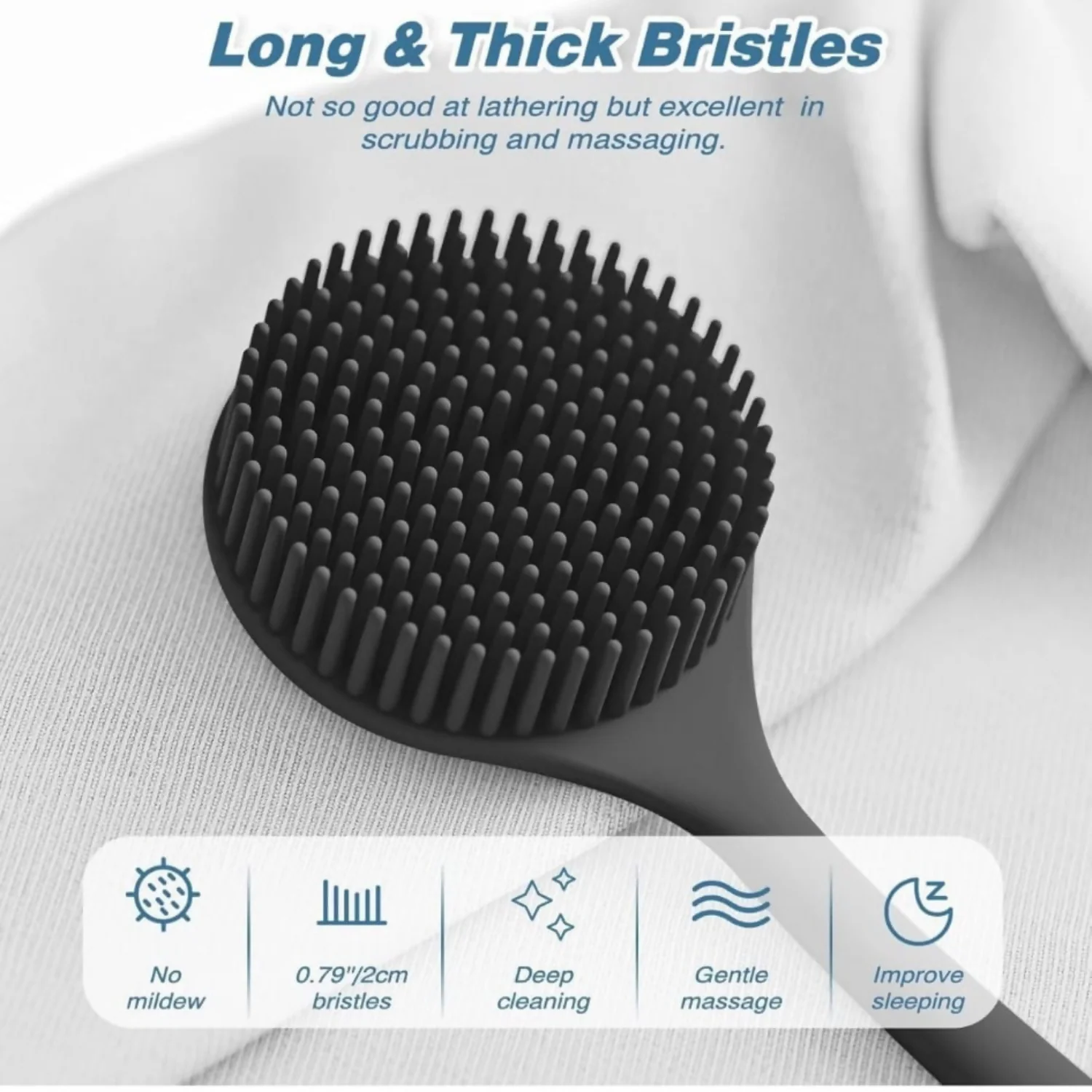 Long Handle Silicone Bath Brush for Body Cleaning & Massage - Image 3