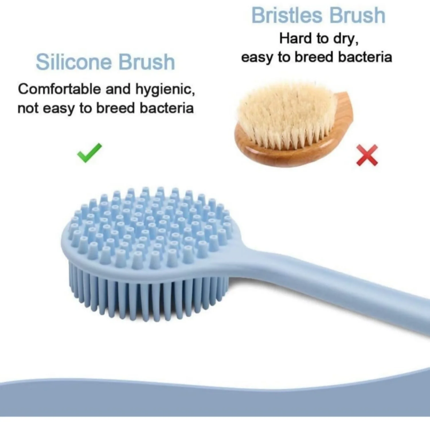 Long Handle Silicone Bath Brush for Body Cleaning & Massage - Image 4