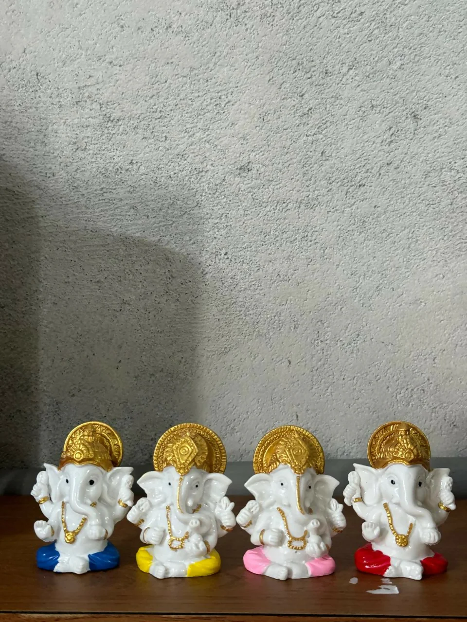 Lord Ganesha Idol Set of 4 | White & Gold Ganpati Murti for Home Temple - Image 5