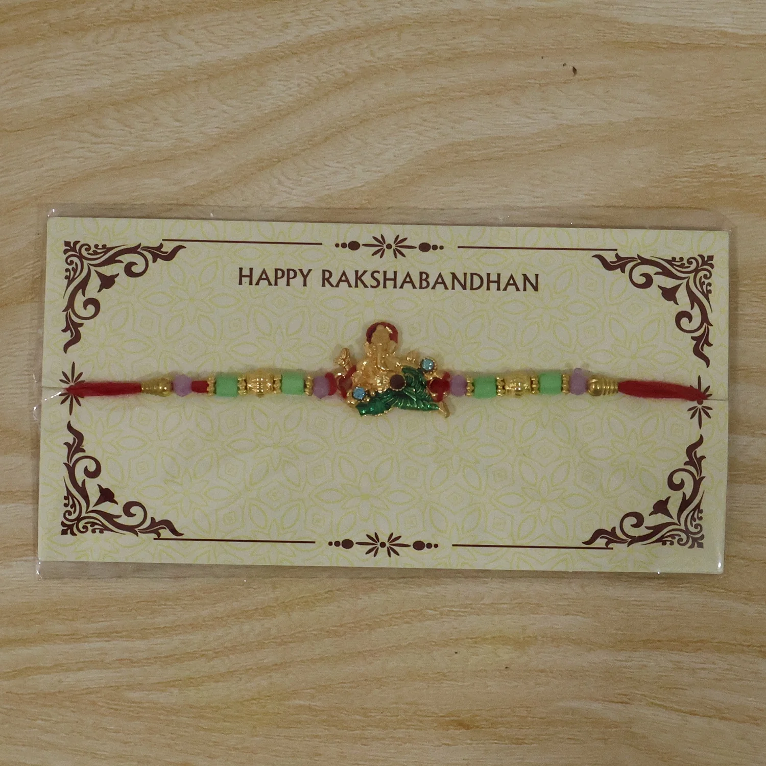Lord Ganesha on Leaf Designer Rakhi - Image 7