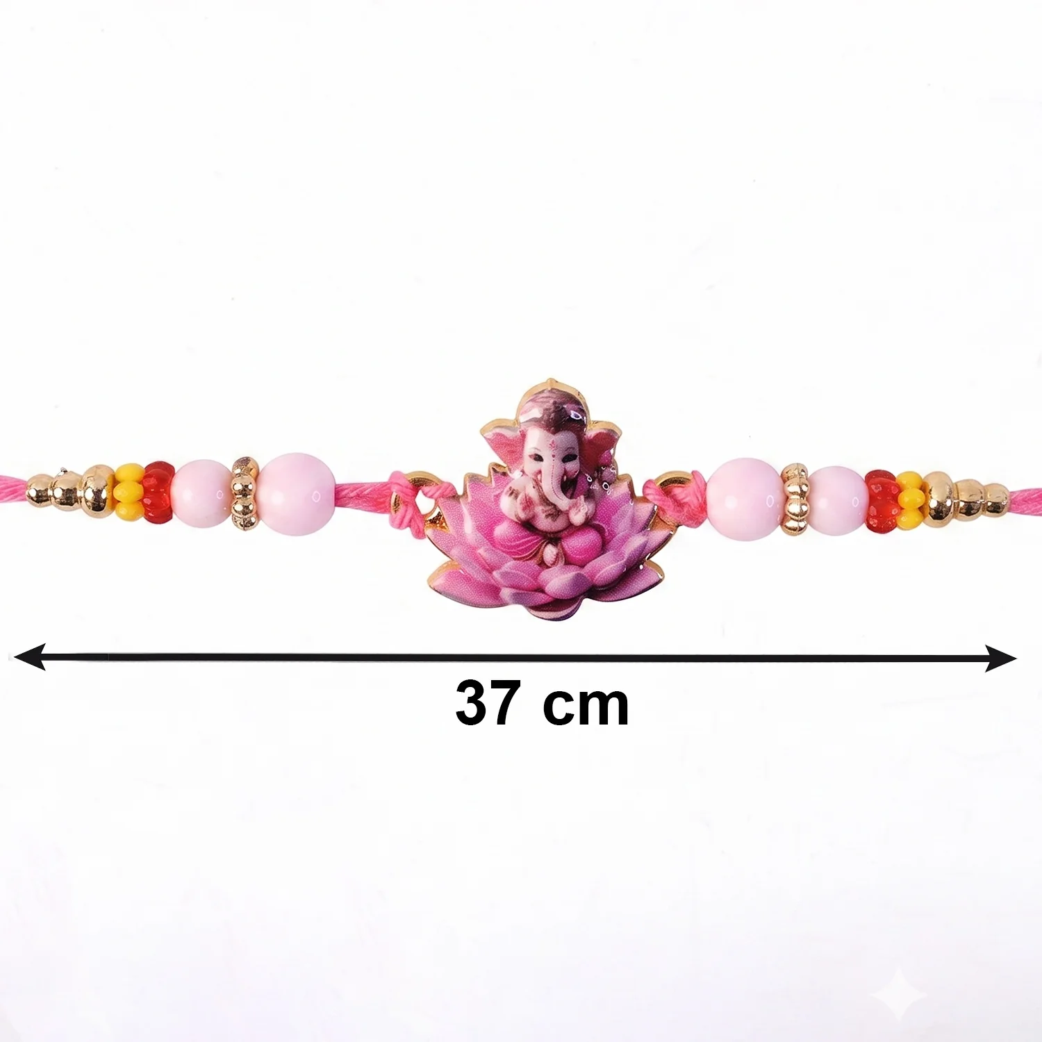 Lord Ganesha on Pink Lotus Designer Rakhi - Image 6
