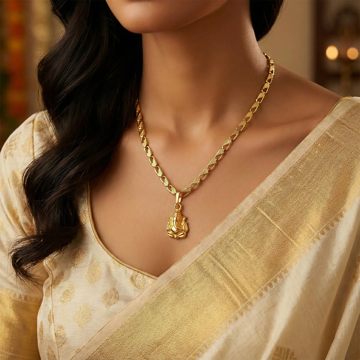 Lord Ganesha Pendant with Chain – Symbol of Prosperity Necklace - Image 4