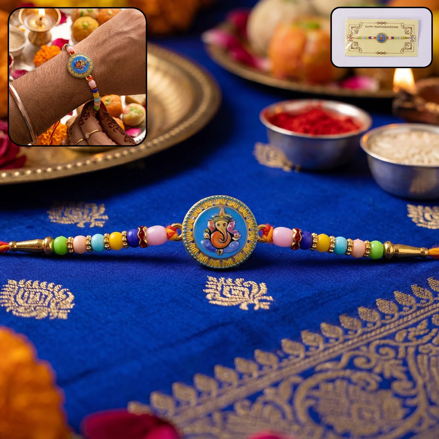 Lord Ganesha Round Coin Designer Rakhi